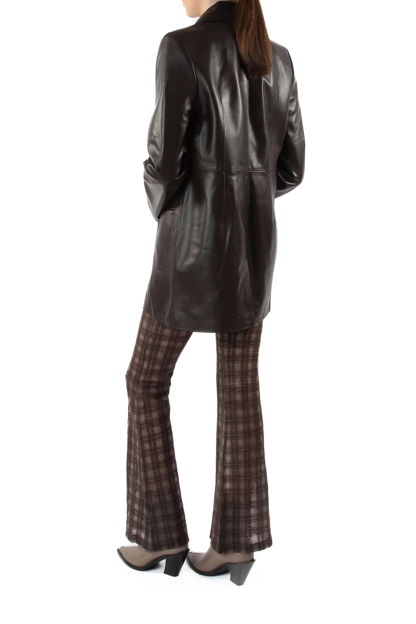 MID LEATHER COAT BROWN 3