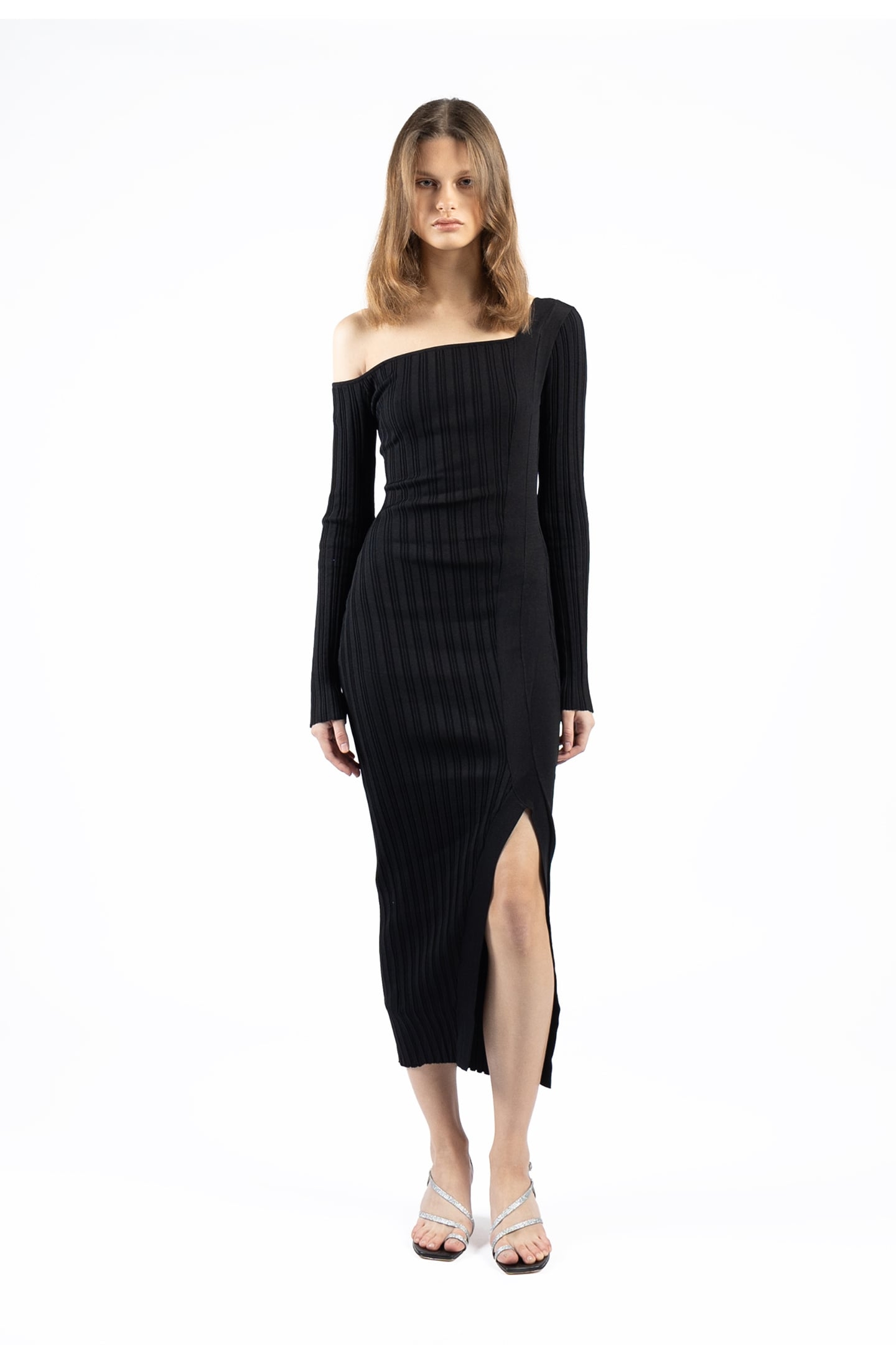 ASYMETRIC FITTED DRESS BLACK 1