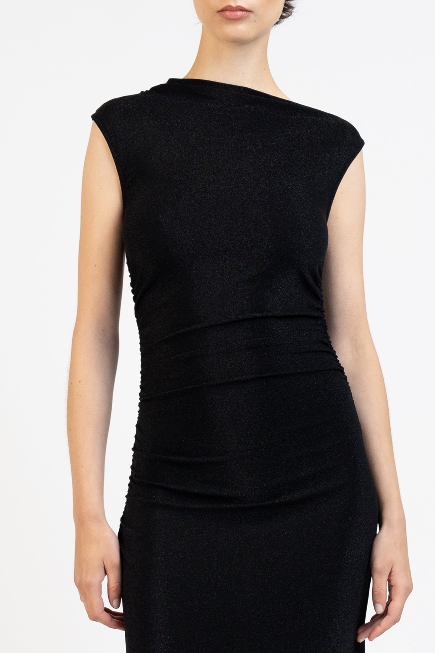 DRAPED JERSEY DRESS SPARKLING BLACK 4