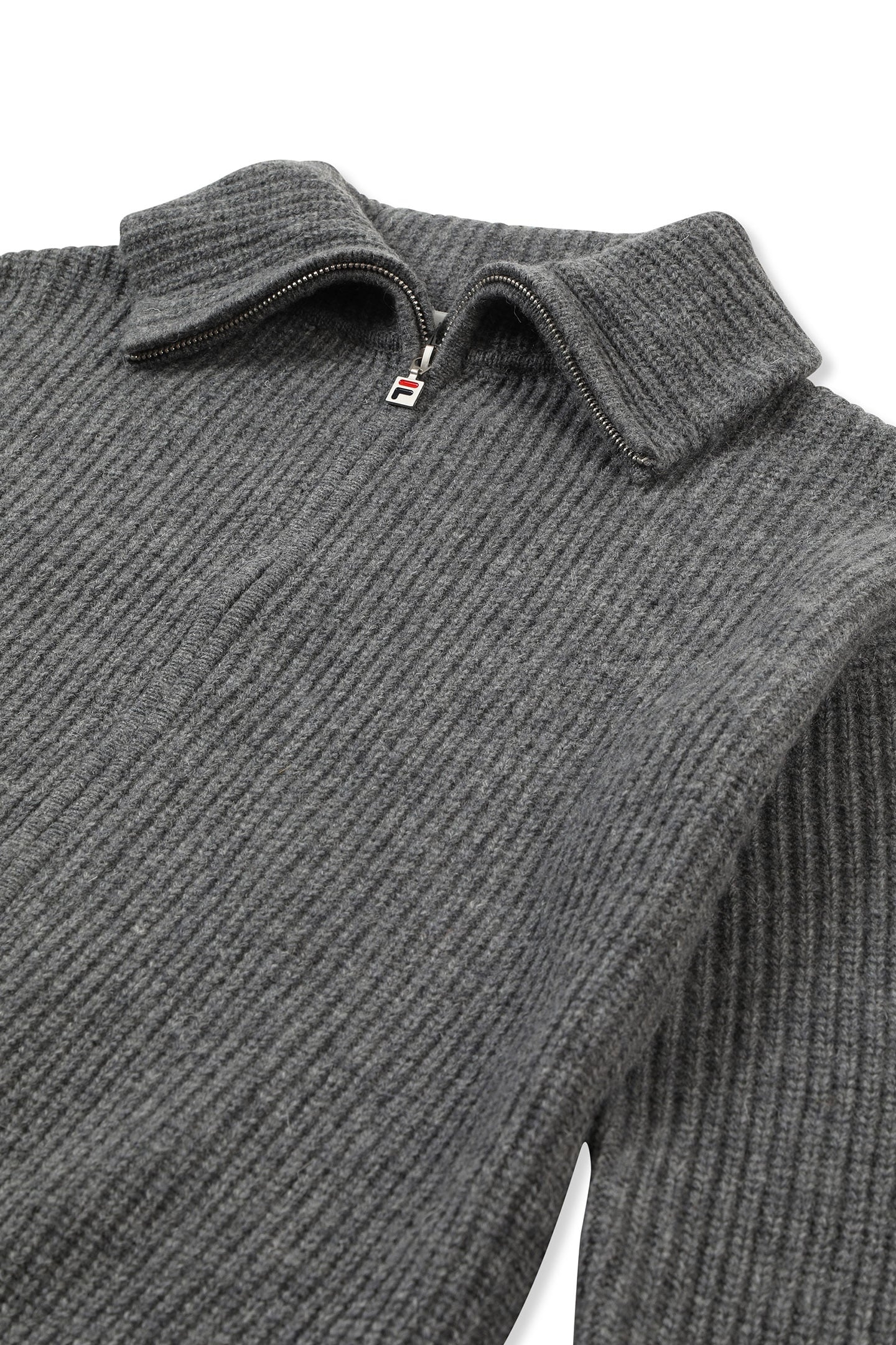 GIOVANNI RELAXED HIGH COLLAR FULL-ZIP KNIT SWEATER GREY MELA 7