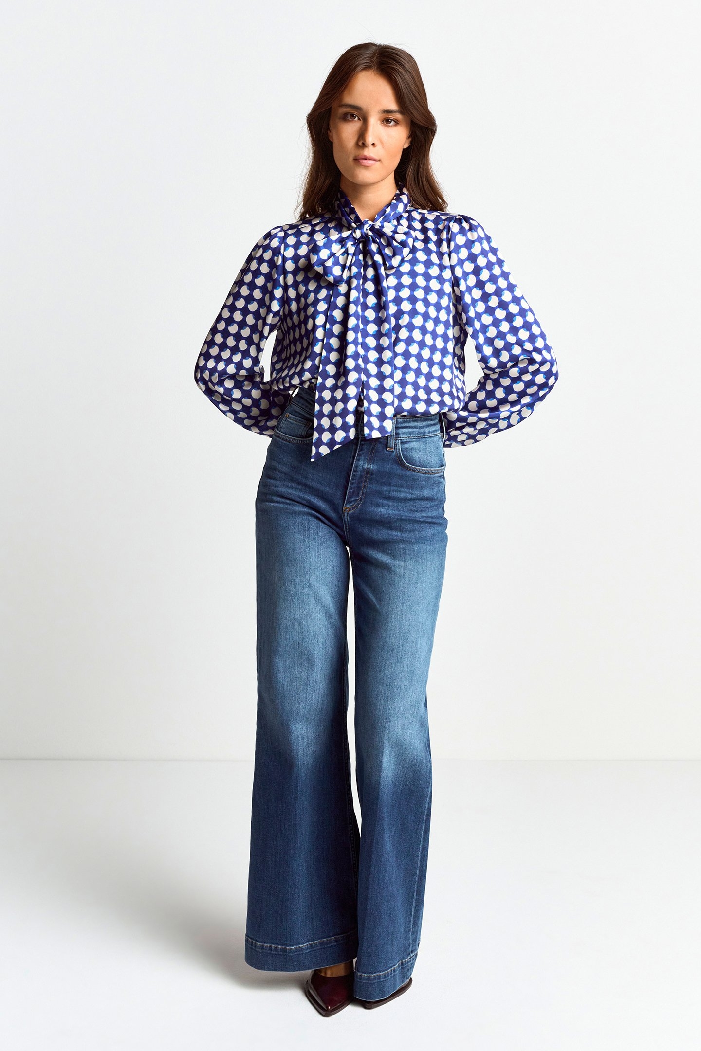 PRINTED BLOUSE WITH BOW MIDNIGHT BLUE 2