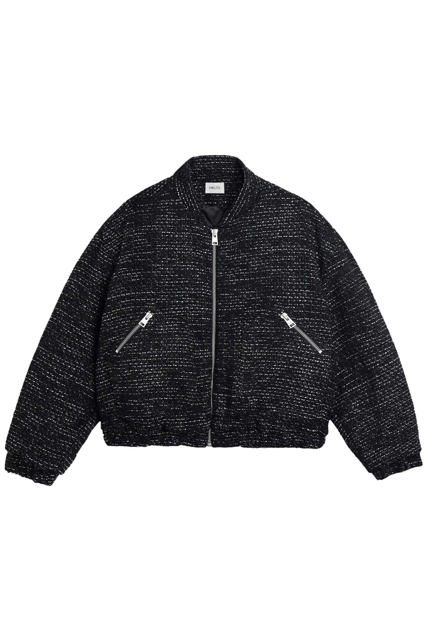 THE BLACK SPARKLY TWEED BOMBER JACKET 3