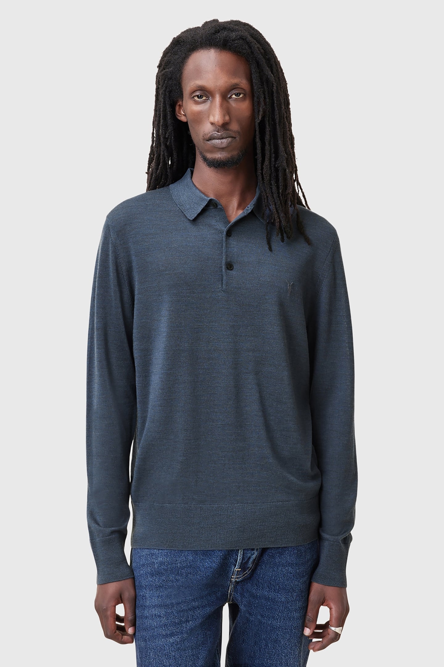 MODE MERINO LS POLO PITCHED BLUE 1