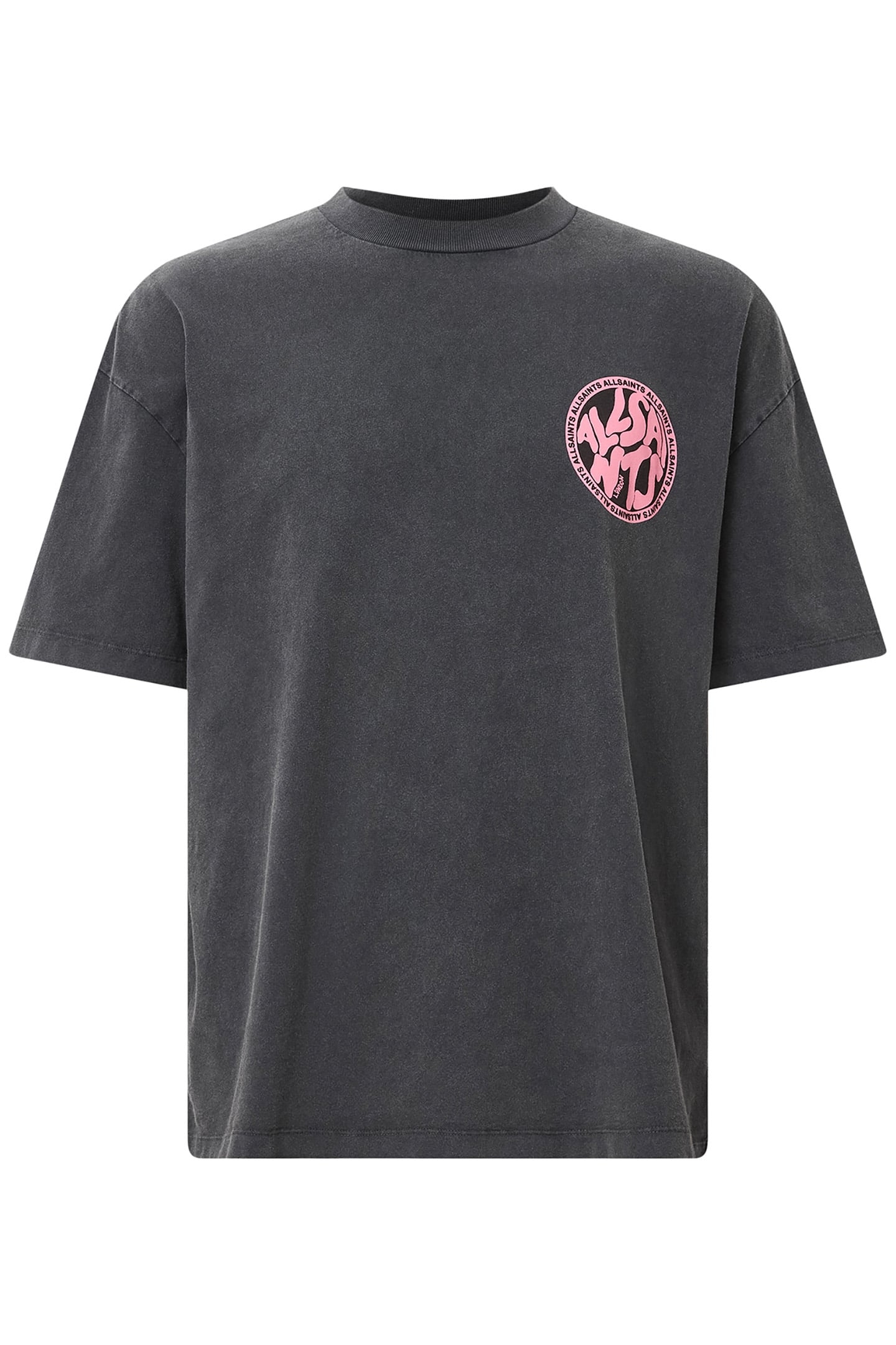 DISTORTION SS CREW WASHED BLACK/PINK 7