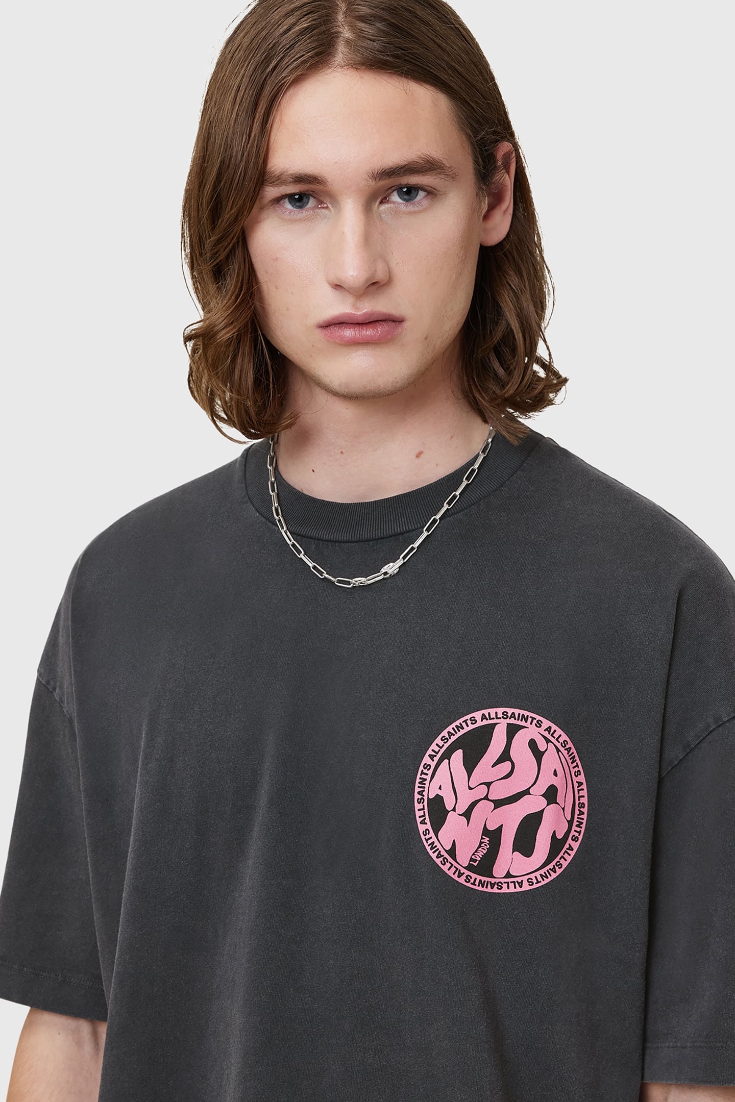 DISTORTION SS CREW WASHED BLACK/PINK 4