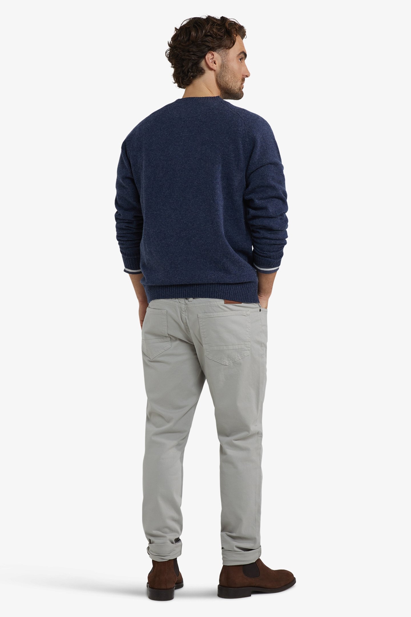 LAMBSWOOL CREW NECK SWEATER NAVY 3