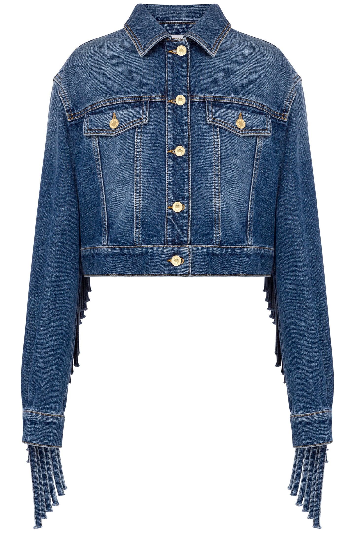 CROPPED JACKET WITH FRINGES BLUE 3