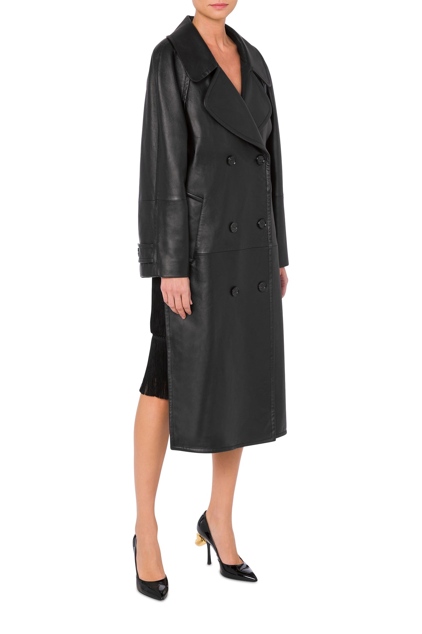 ASYMMETRICAL NAPPA LEATHER COAT BLACK 1