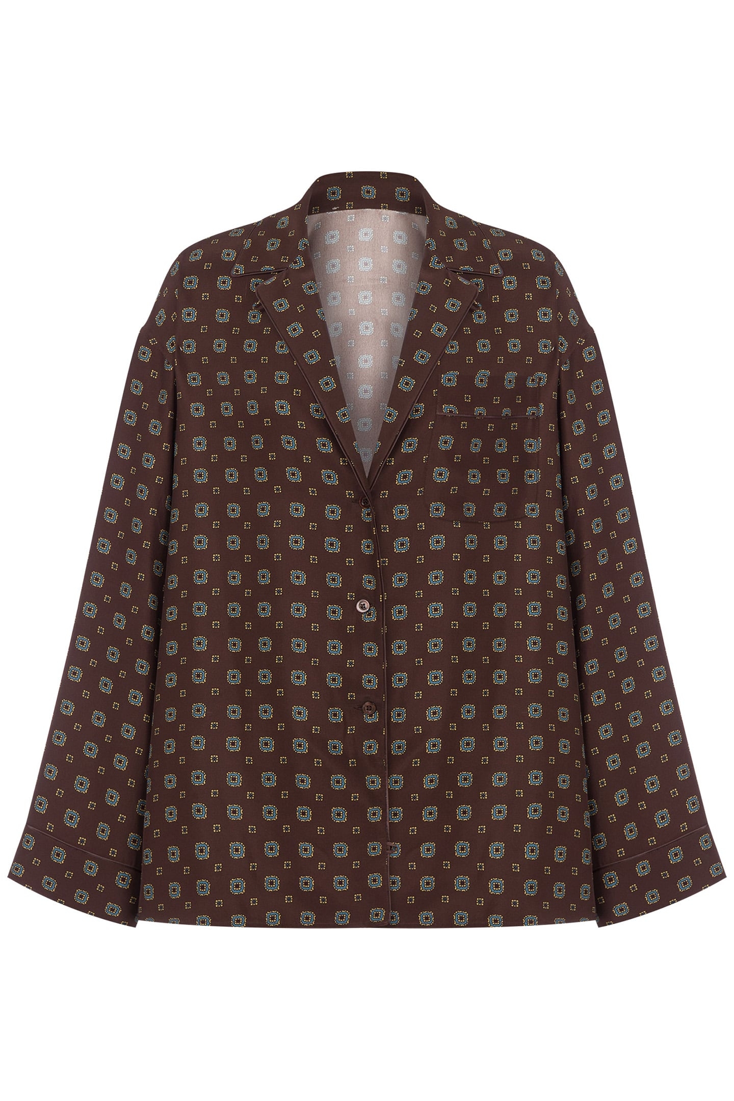 TIE PRINT SATIN SHIRT BROWN 3