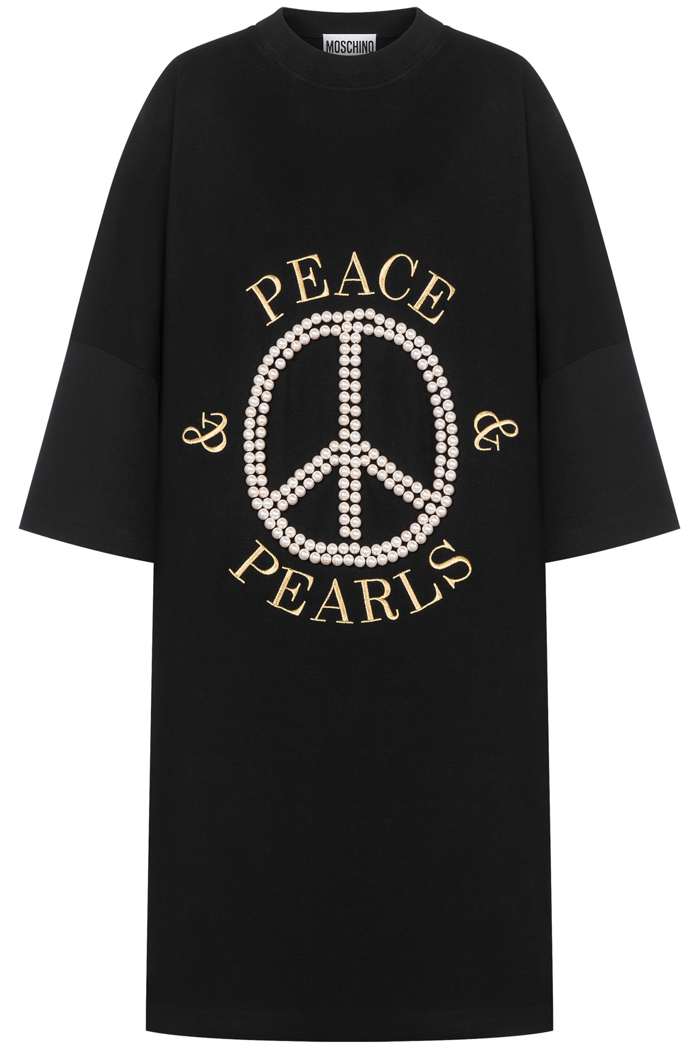 PEACE & PEARLS COTTON INTERLOCK DRESS BLACK 3