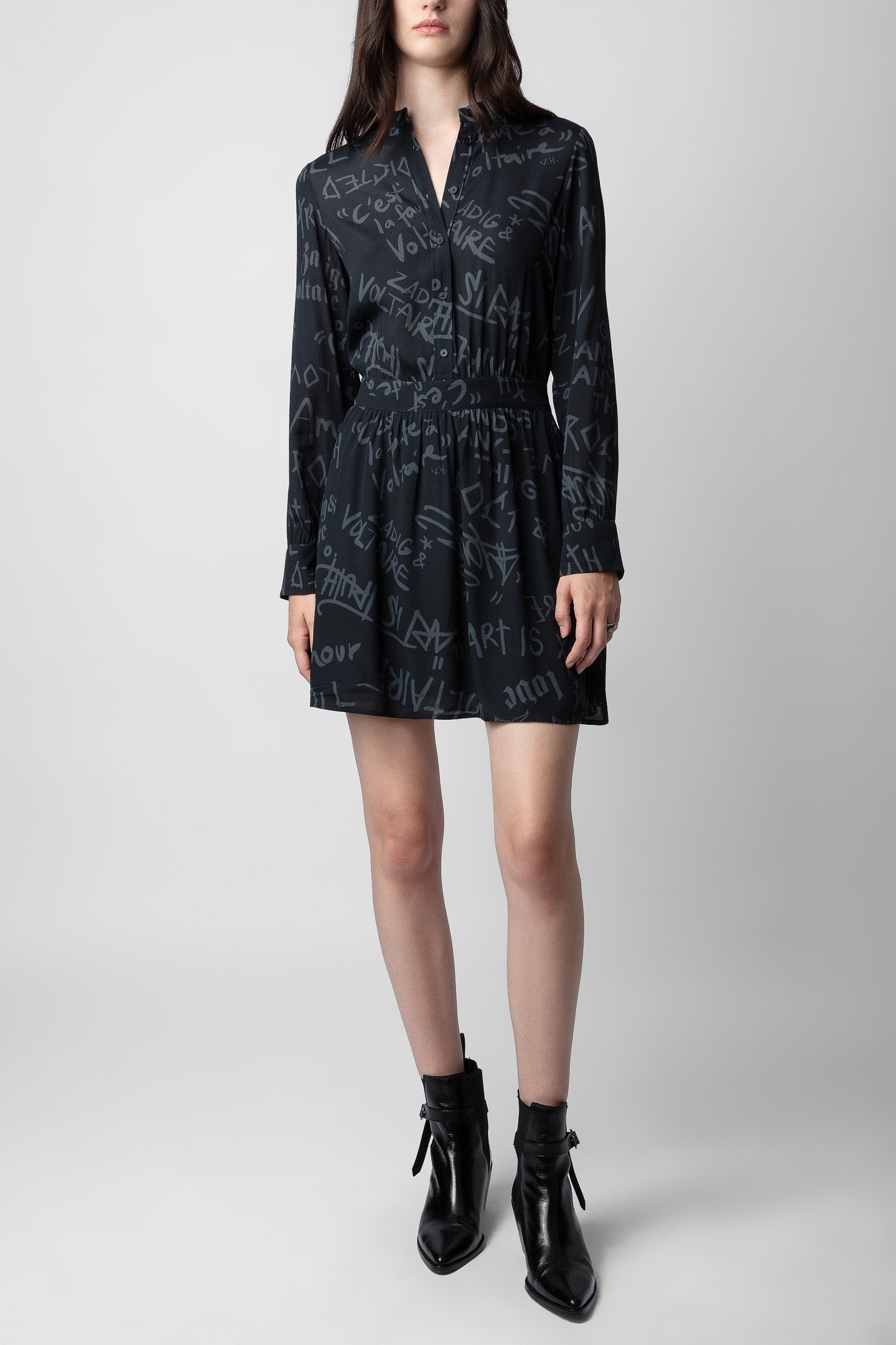 REFLA CREPE MANIFESTO DRESS NOIR 1