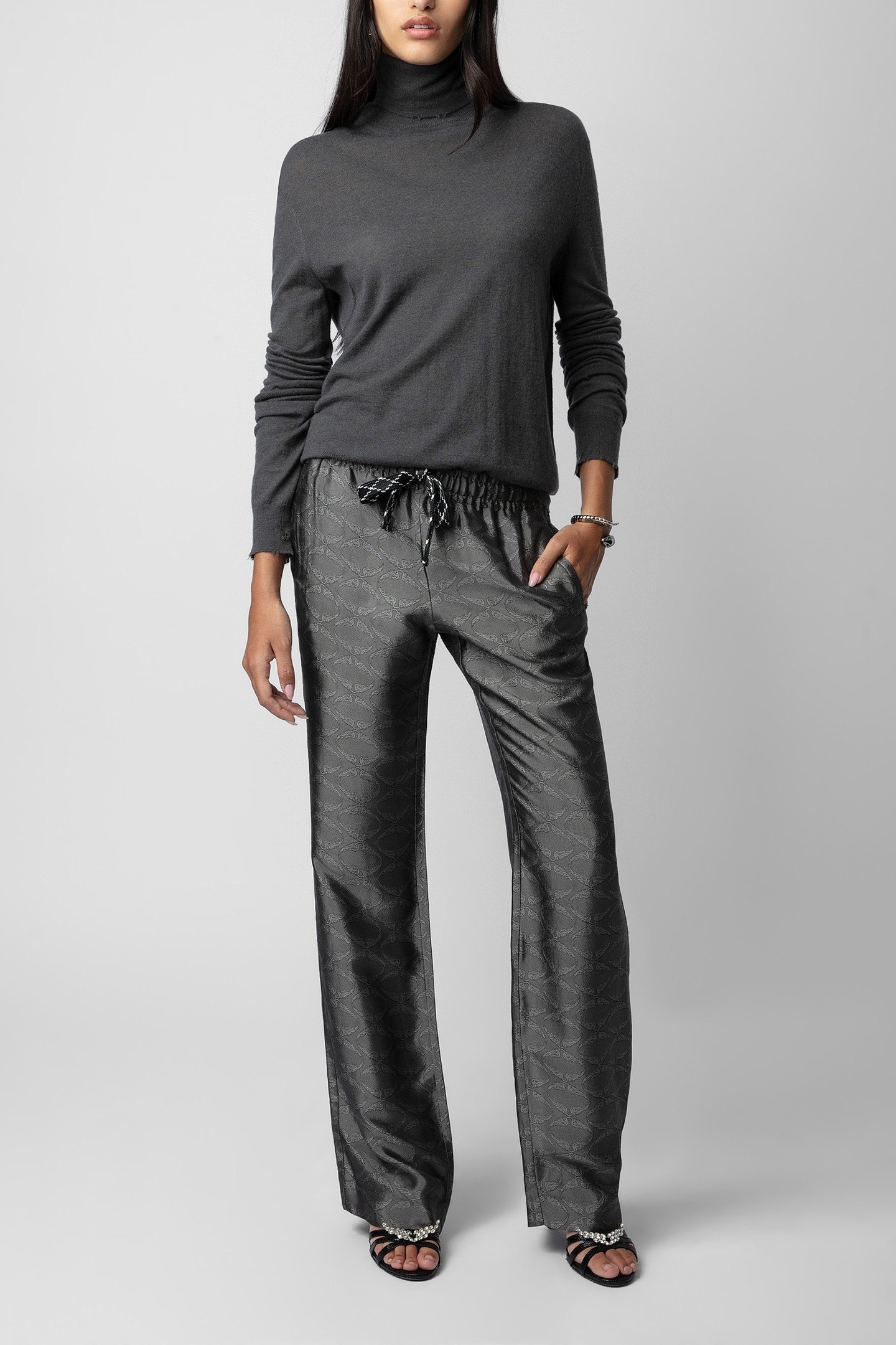 POMY JACQUARD WINGS PANTS ANTHRACITE 1