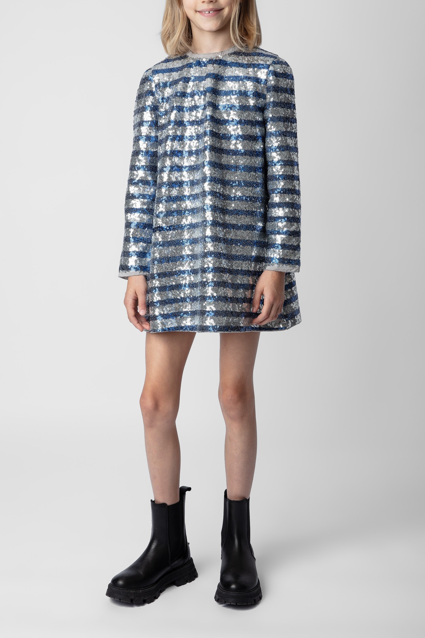 SIENNA GIRLS SPARKLE DRESS SHINY SILVER 2