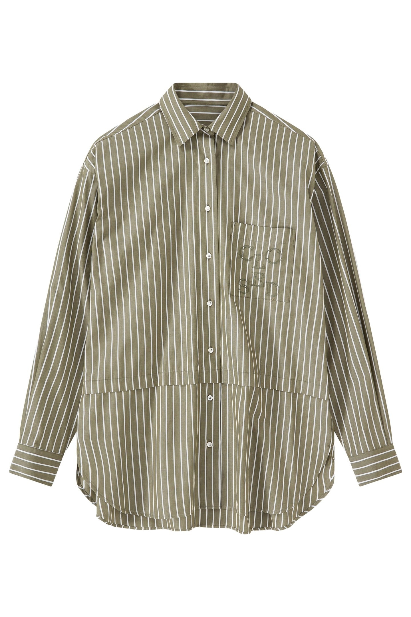 LONG STRIPE BLOUSE SHIRT ARMY GREEN 8