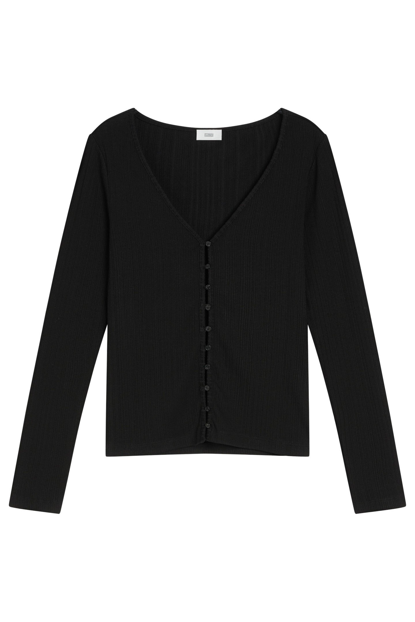 V NECK CARDIGAN T-SHIRTS BLACK 4