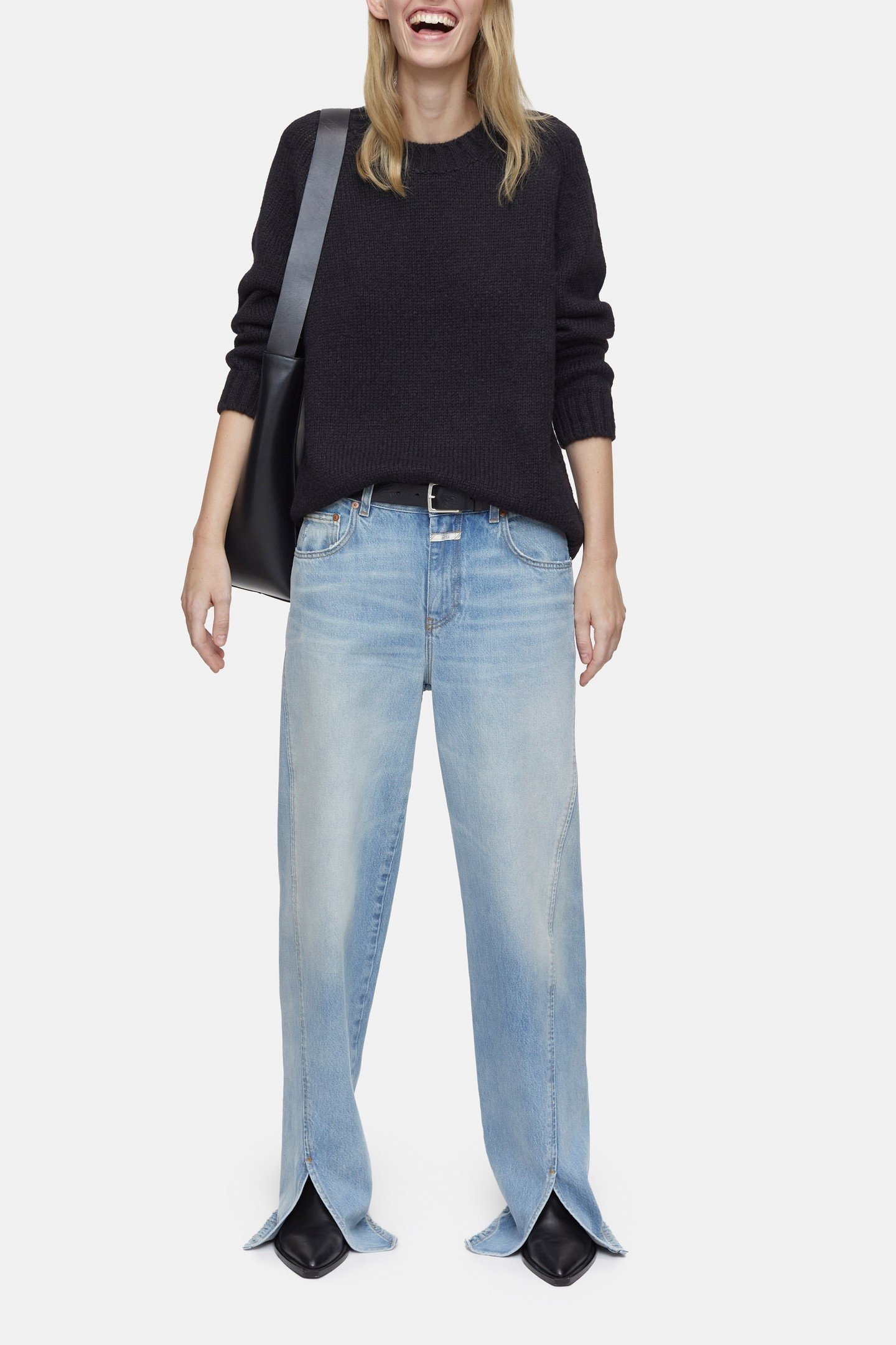 CREW NECK LONG SLEEVES KNITS BLACK 1