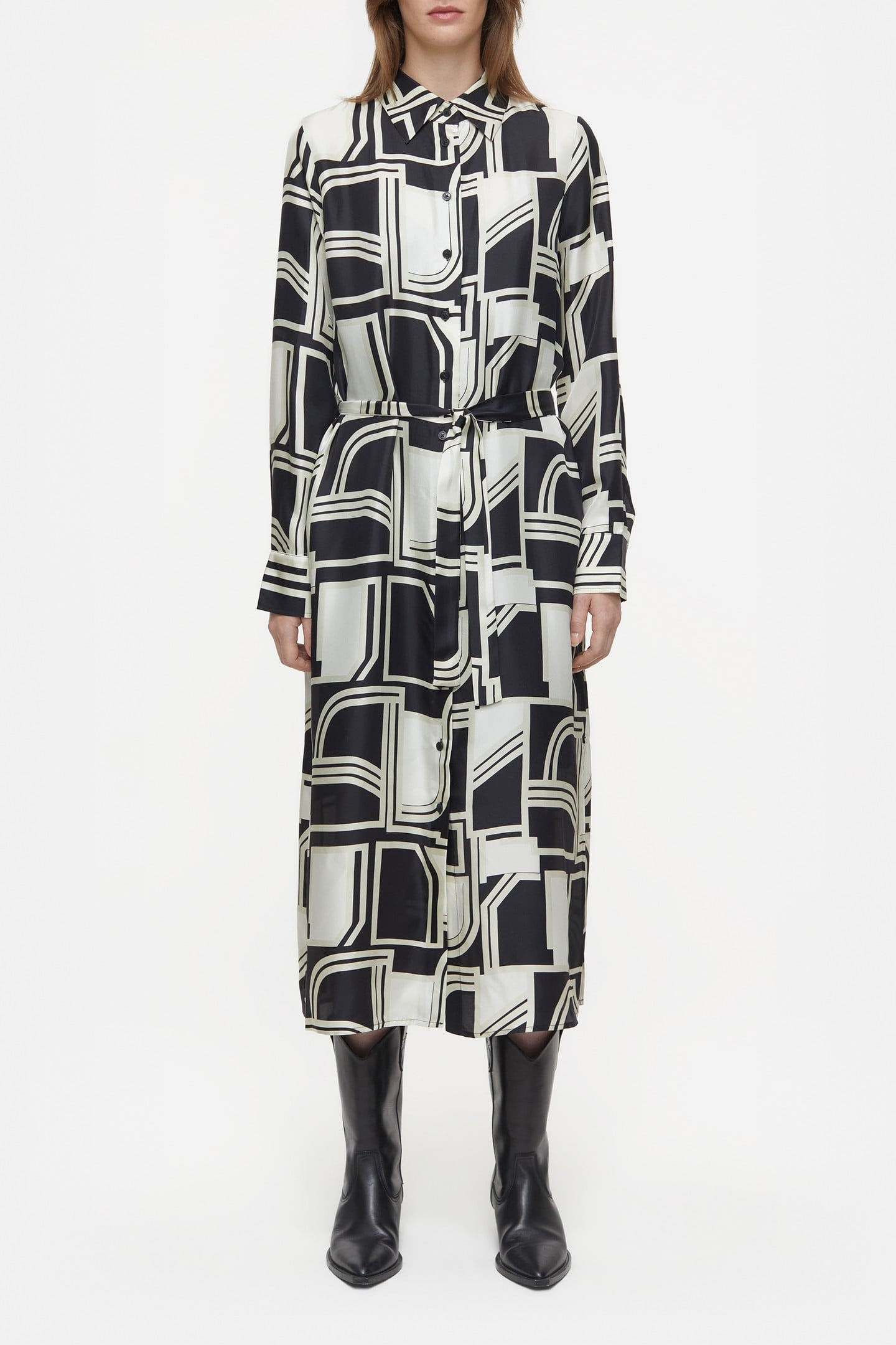 LONG SHIRT DRESS BLACK 1