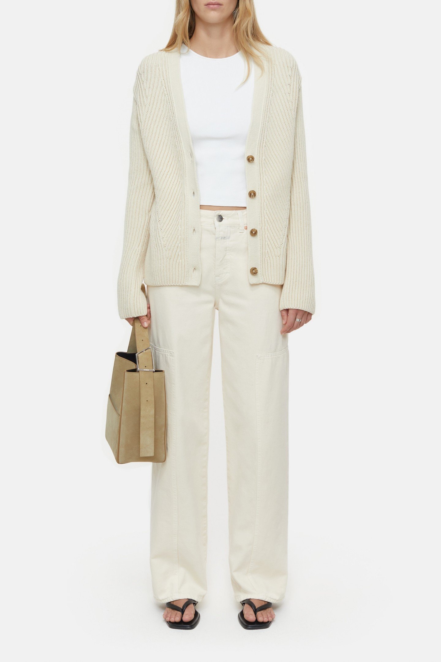 V CARDIGAN LONG SLEEVE KNITS IVORY 4