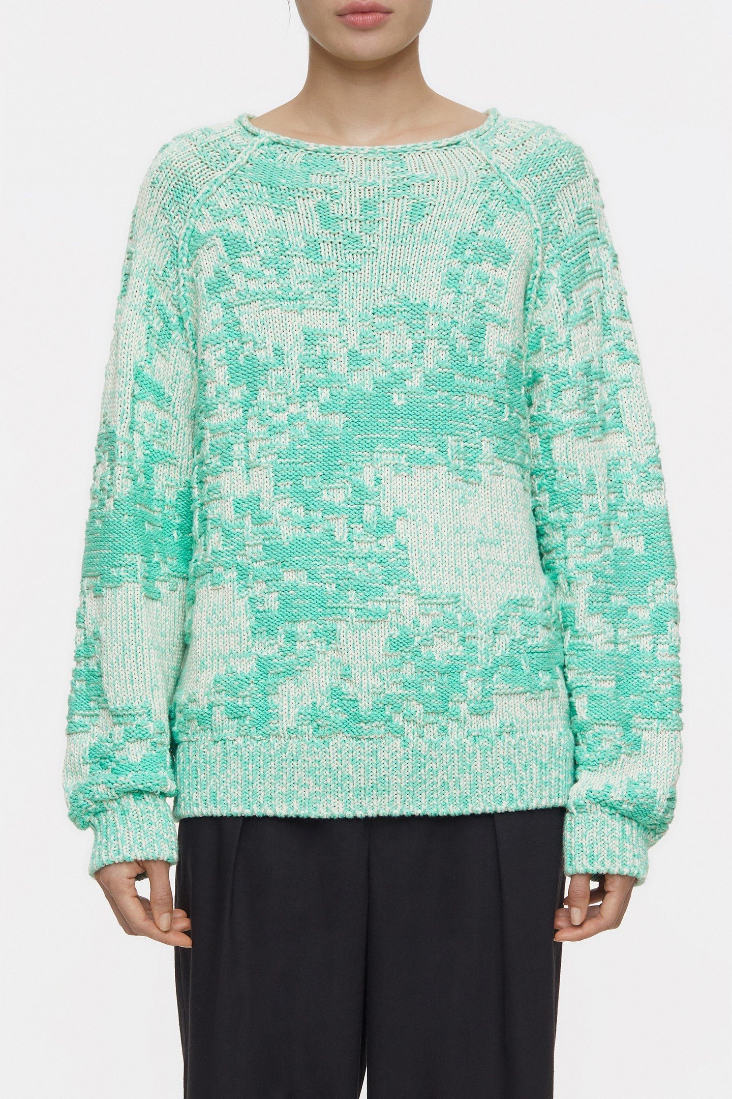 CREW NECK LONG SLEEVE KNITS GREEN KICK 1