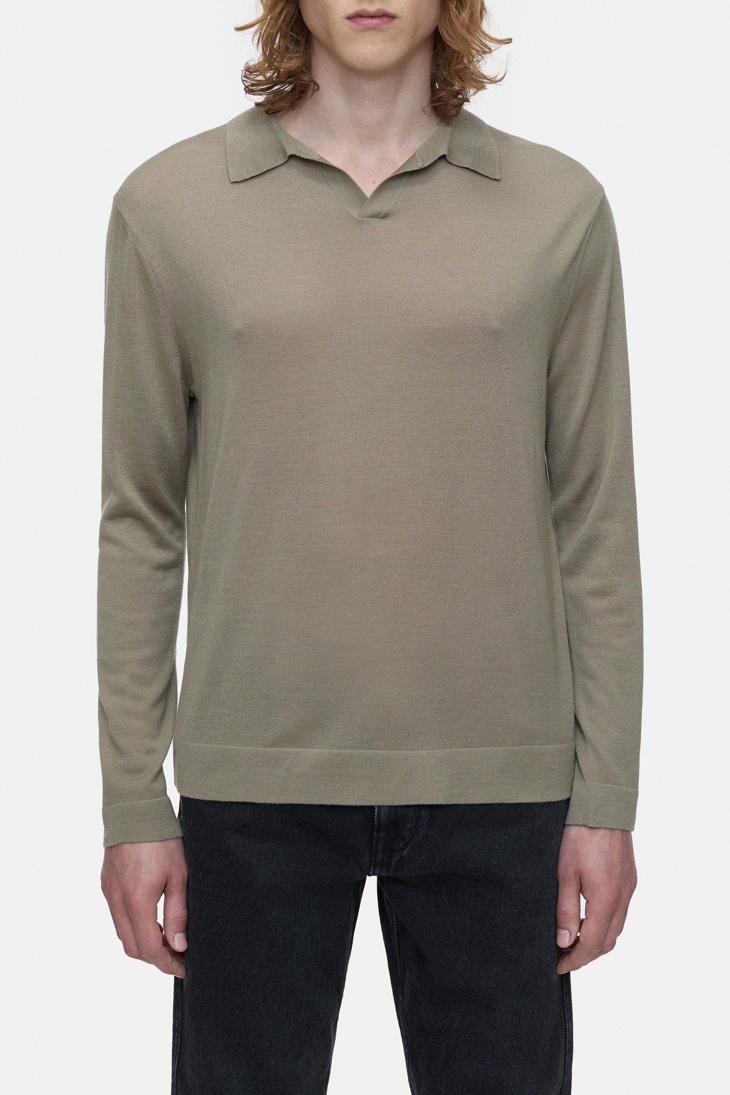 LONG SLEEVE POLO KNITS NATURAL LINEN 3