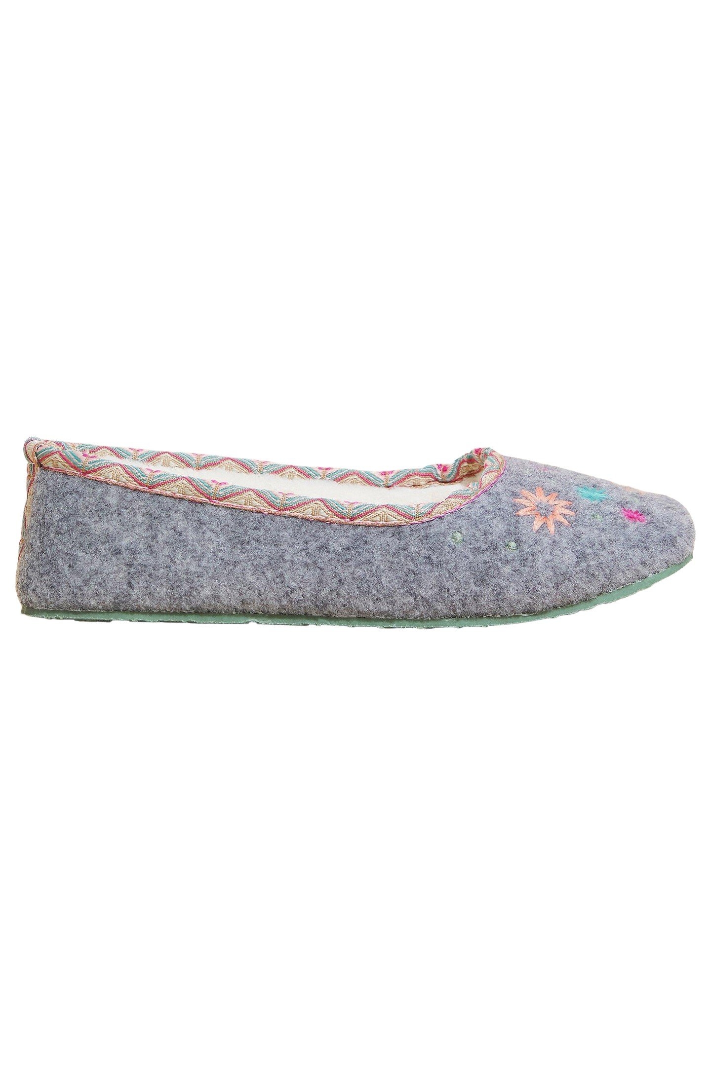 EMBROIDERED BALLET SLIPPER GREY MULTI 1