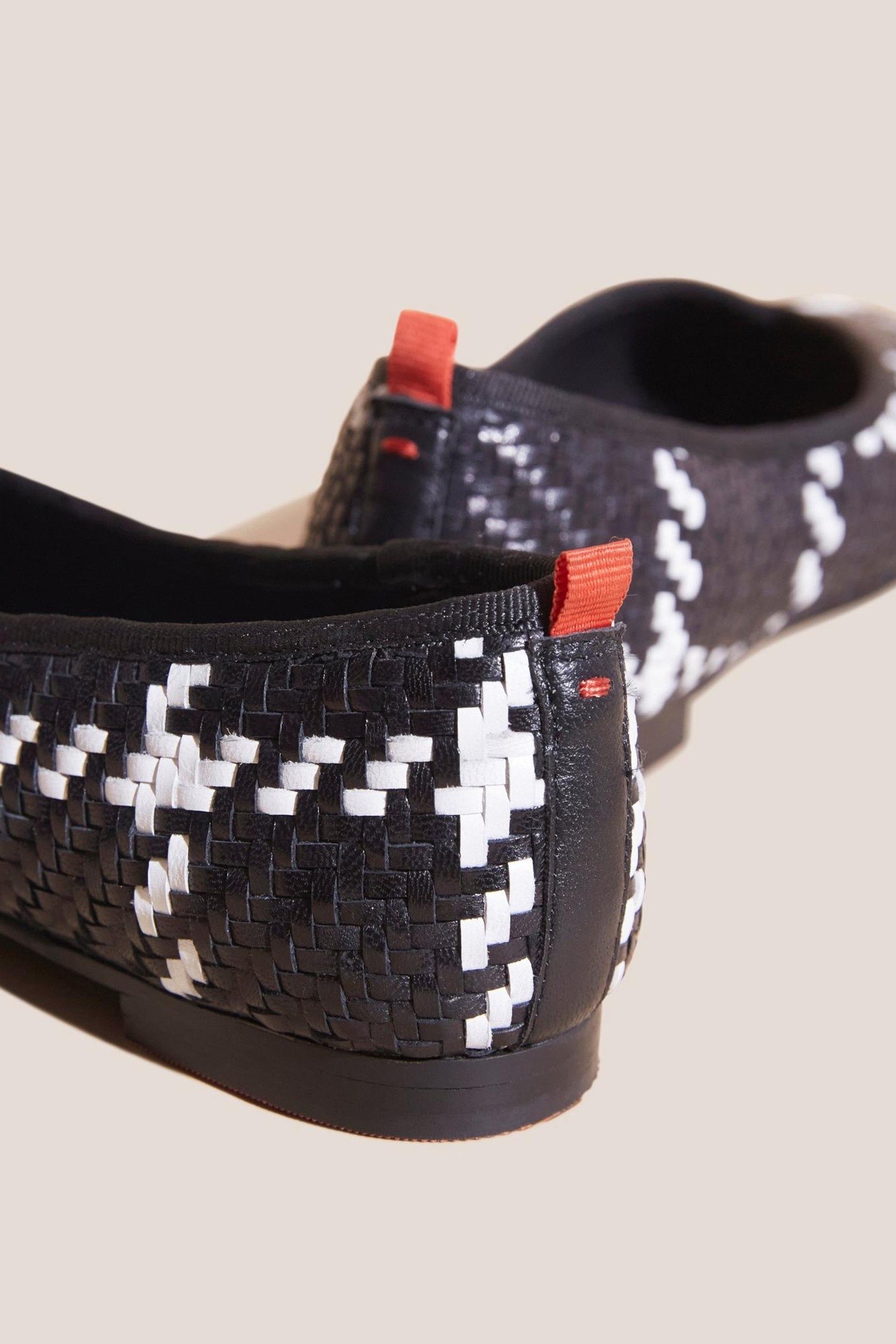 WOVEN LEATHER BALLET PUMP BLACK MULTI 1