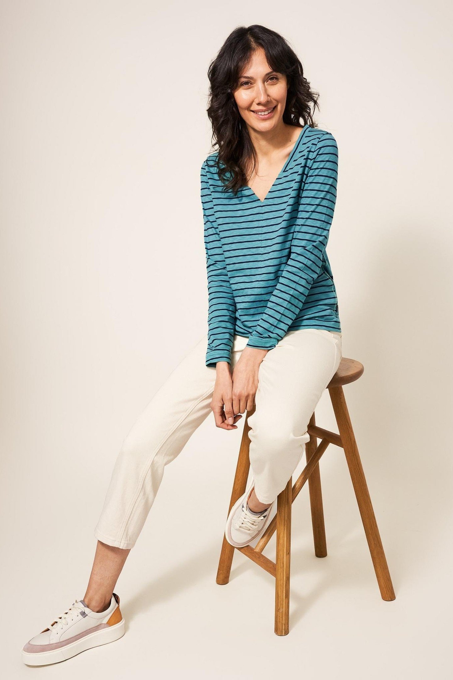 NELLY LS TEE TEAL MULTI 1