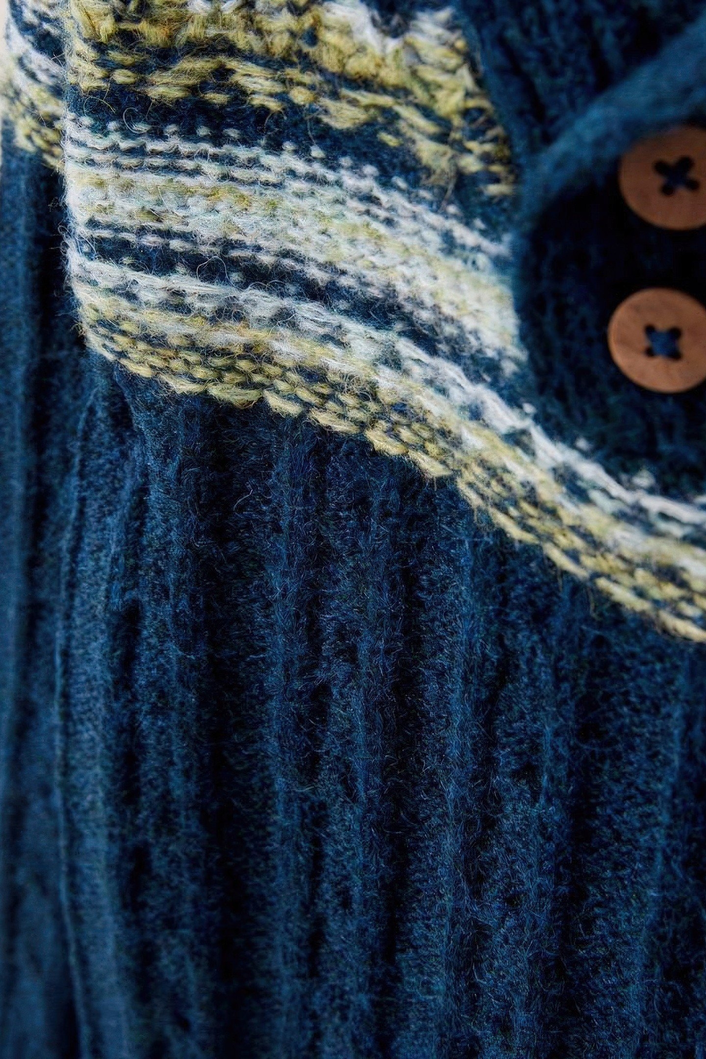 FAIRISLE SHAWL NECK JUMPER TEAL MULTI 3