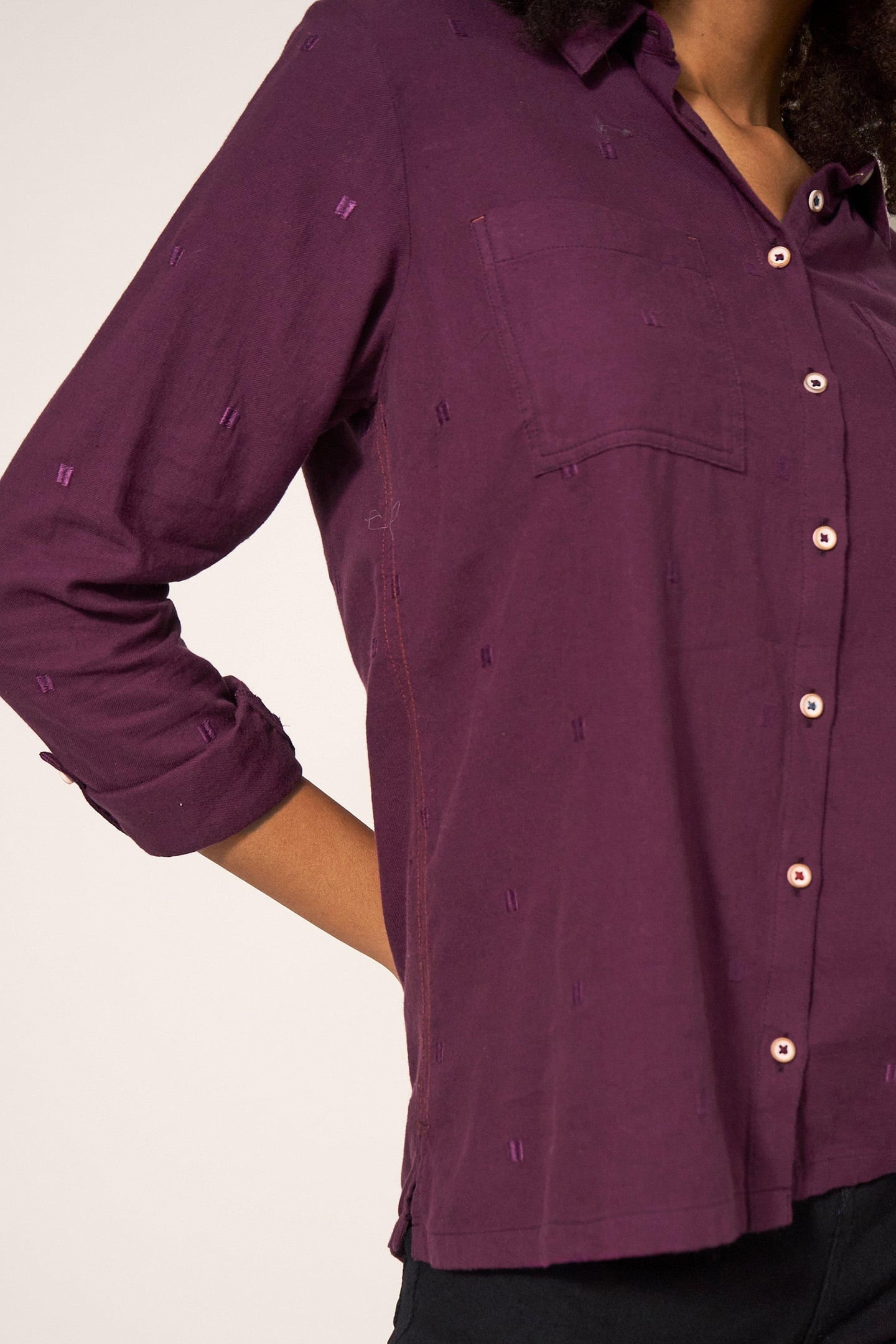 SOPHIE ORGANIC COTTON SHIRT DARK PLUM 7