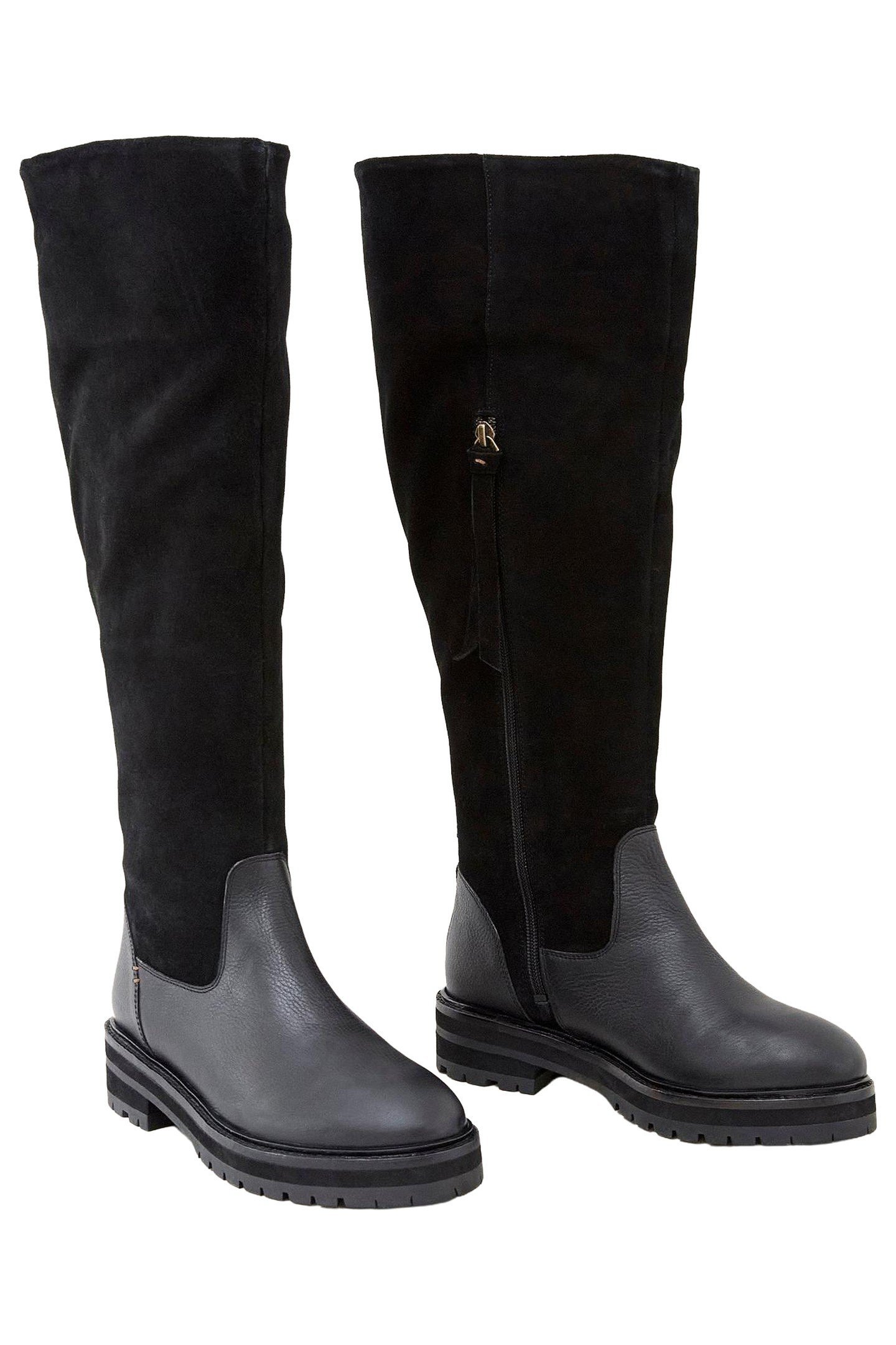 ENYA LEATHER FUR KNEE BOOT PURE BLACK 4
