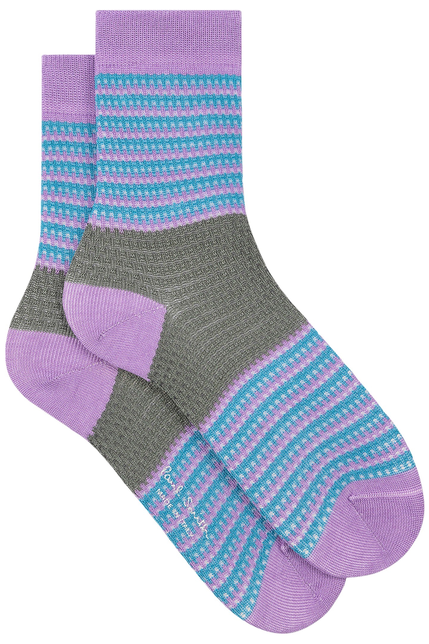 SOCK CROCHET STRIPE MAUVE 2