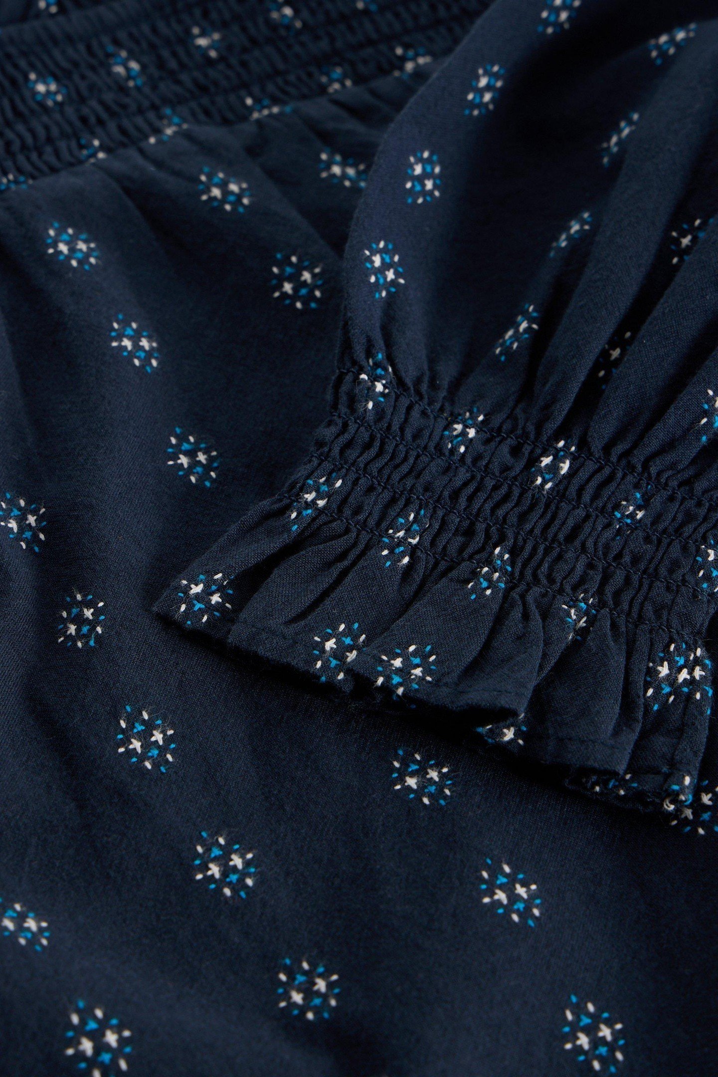 CAMILLE DOBBY FRILL DRESS DARK NAVY 3