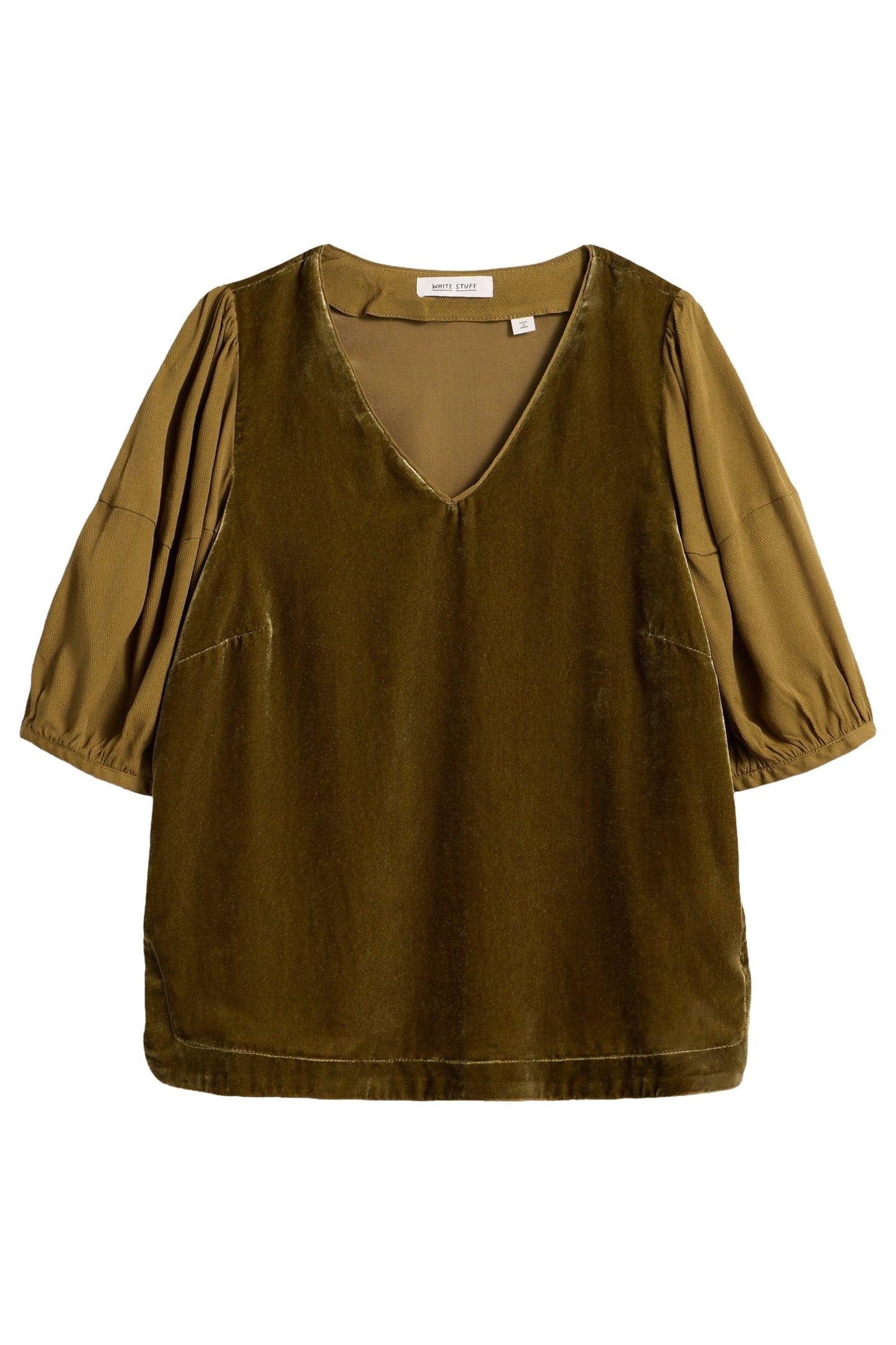 CLEO VELVET MIX TOP KHAKI GREEN 1