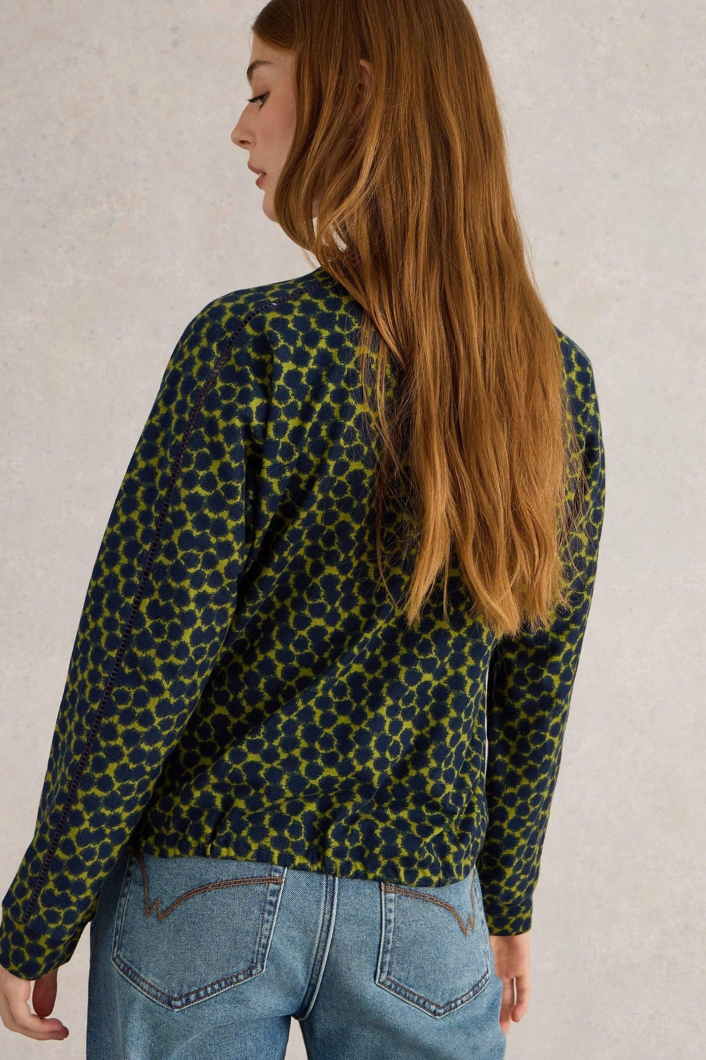 TIE HEM TOP GREEN PRINT 2