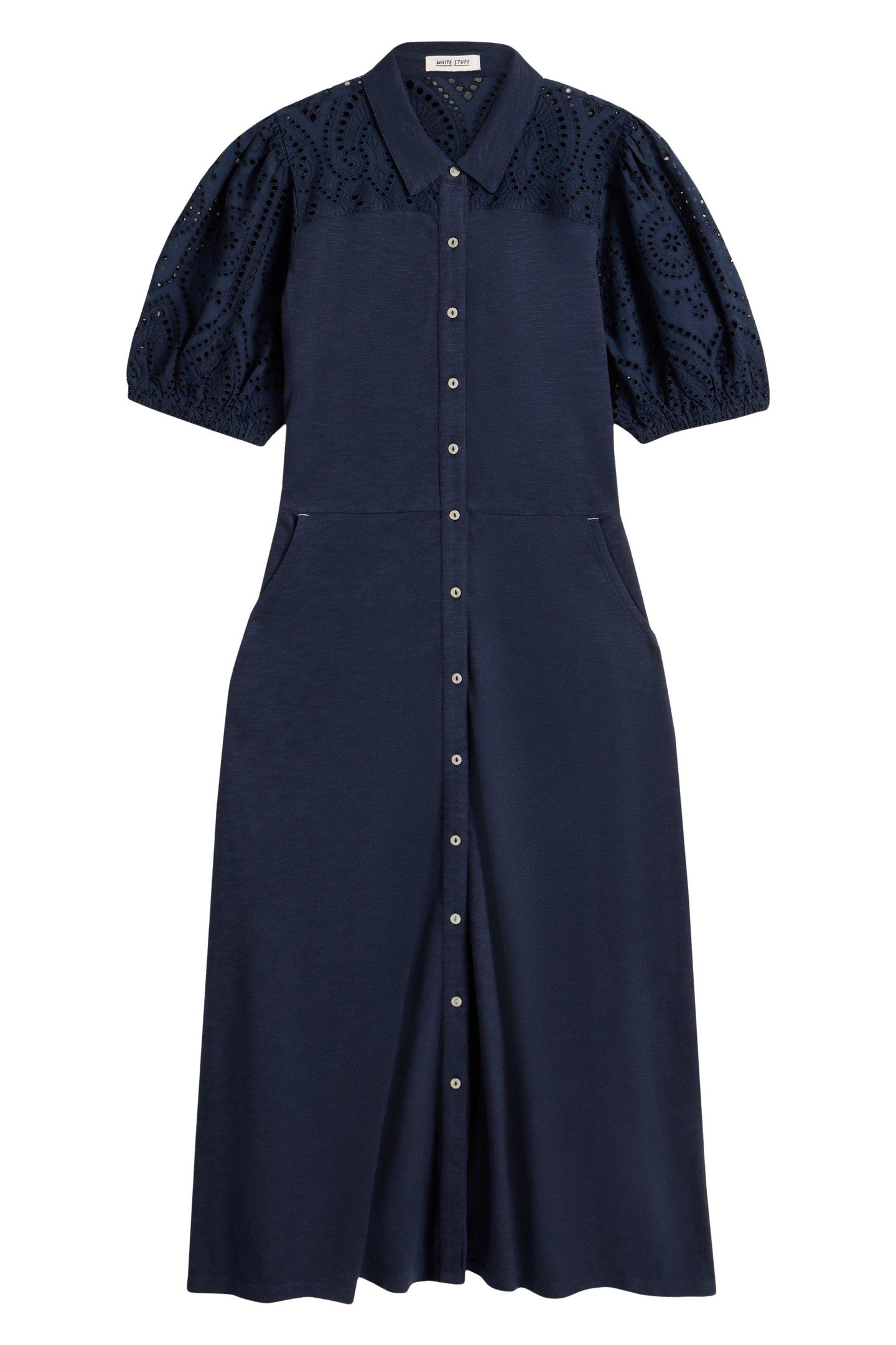 RUA BRODERIE SHIRT DRESS DARK NAVY 3