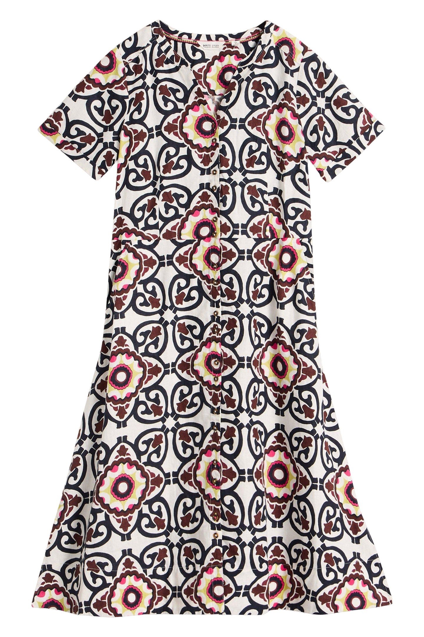 IRIS LINEN DRESS IVORY PRINT 3