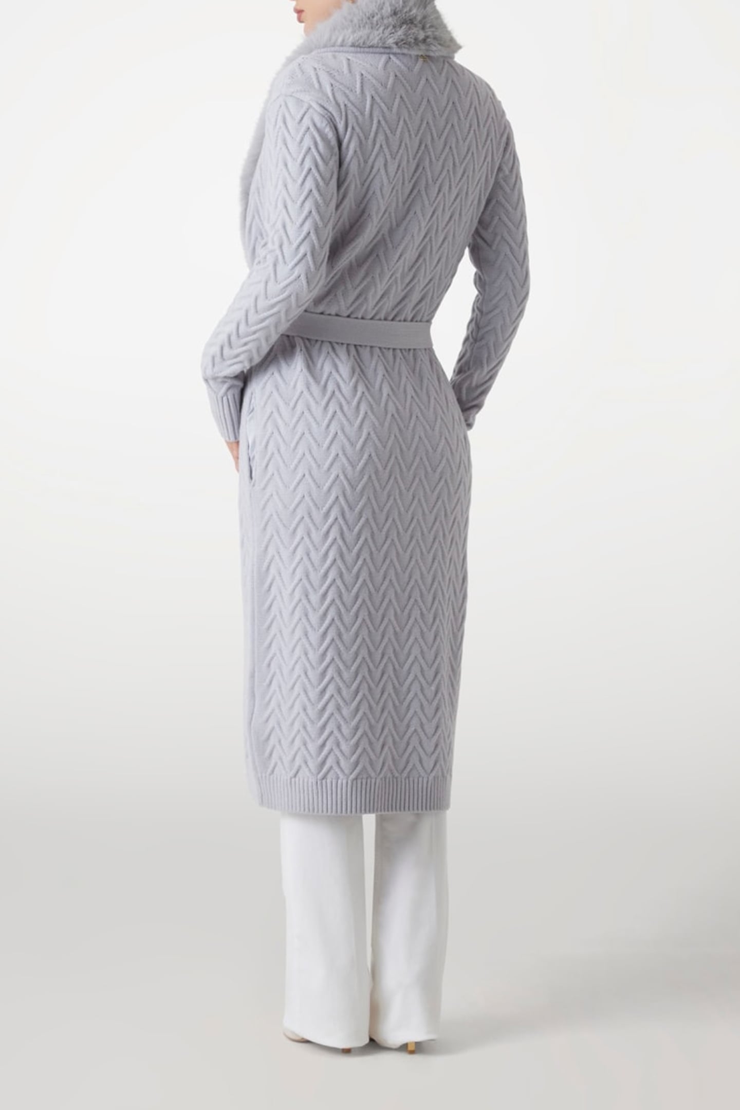 MARCIANO BY GUESS PAULA FAUX FUR LONG CARDI SILK GRAY 3