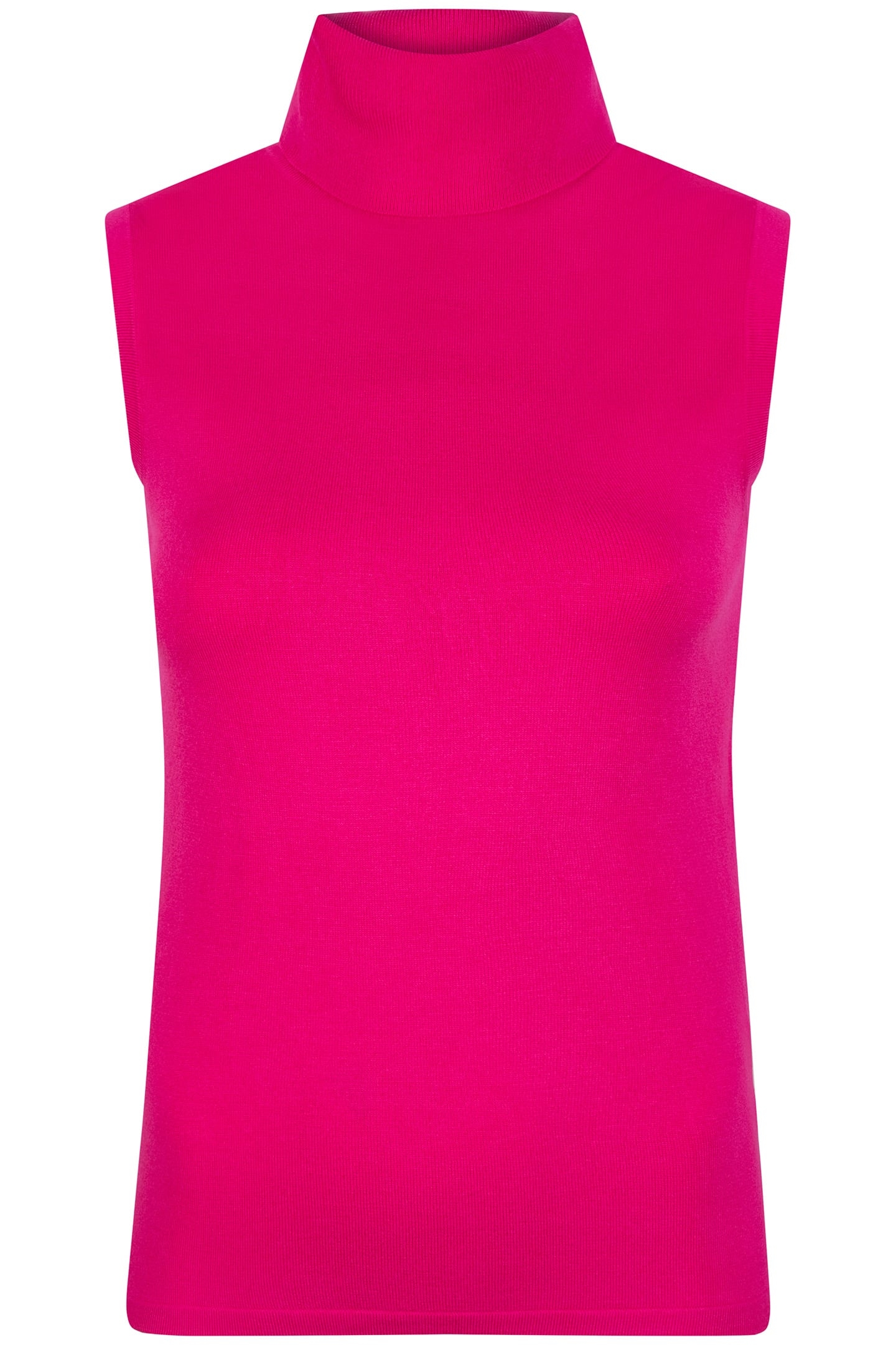 TOP SLVLSS RIBBED COL BASIC KNIT FUCHSIA 3