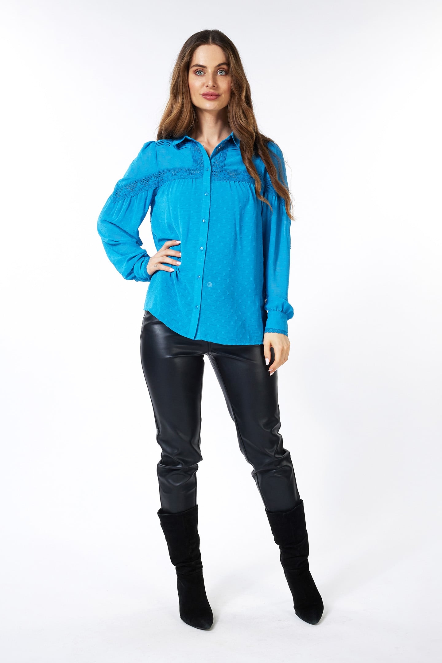 BLOUSE TAPES PLUMETIS PETROL 3