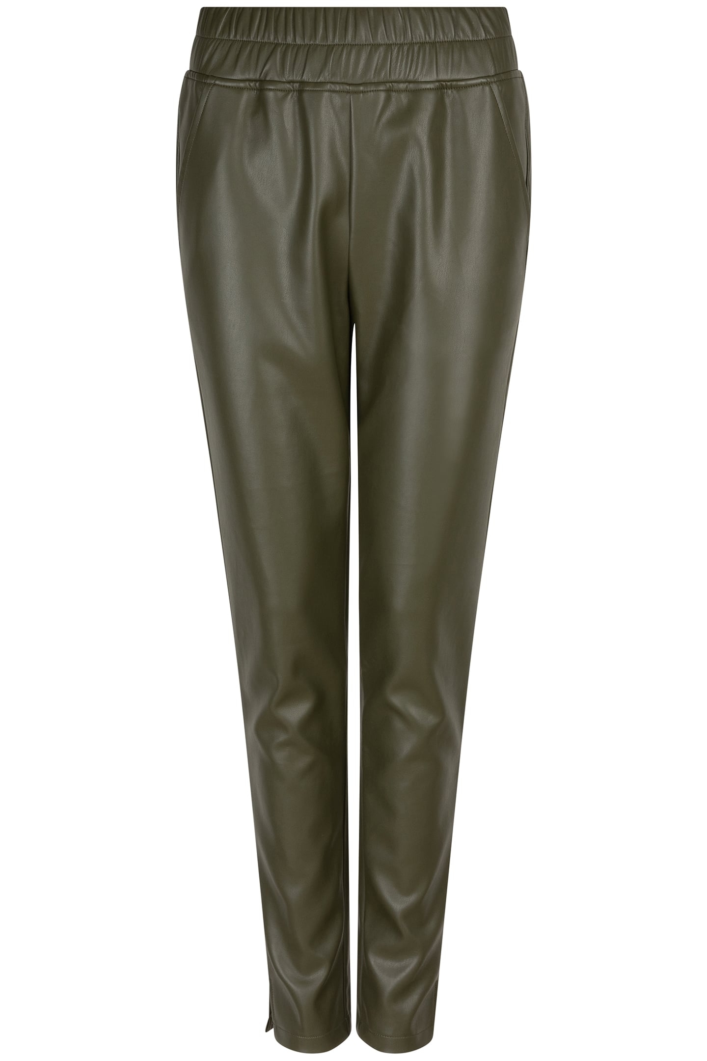 TROUSERS TREGGING VEGAN LEATHER GREEN 4