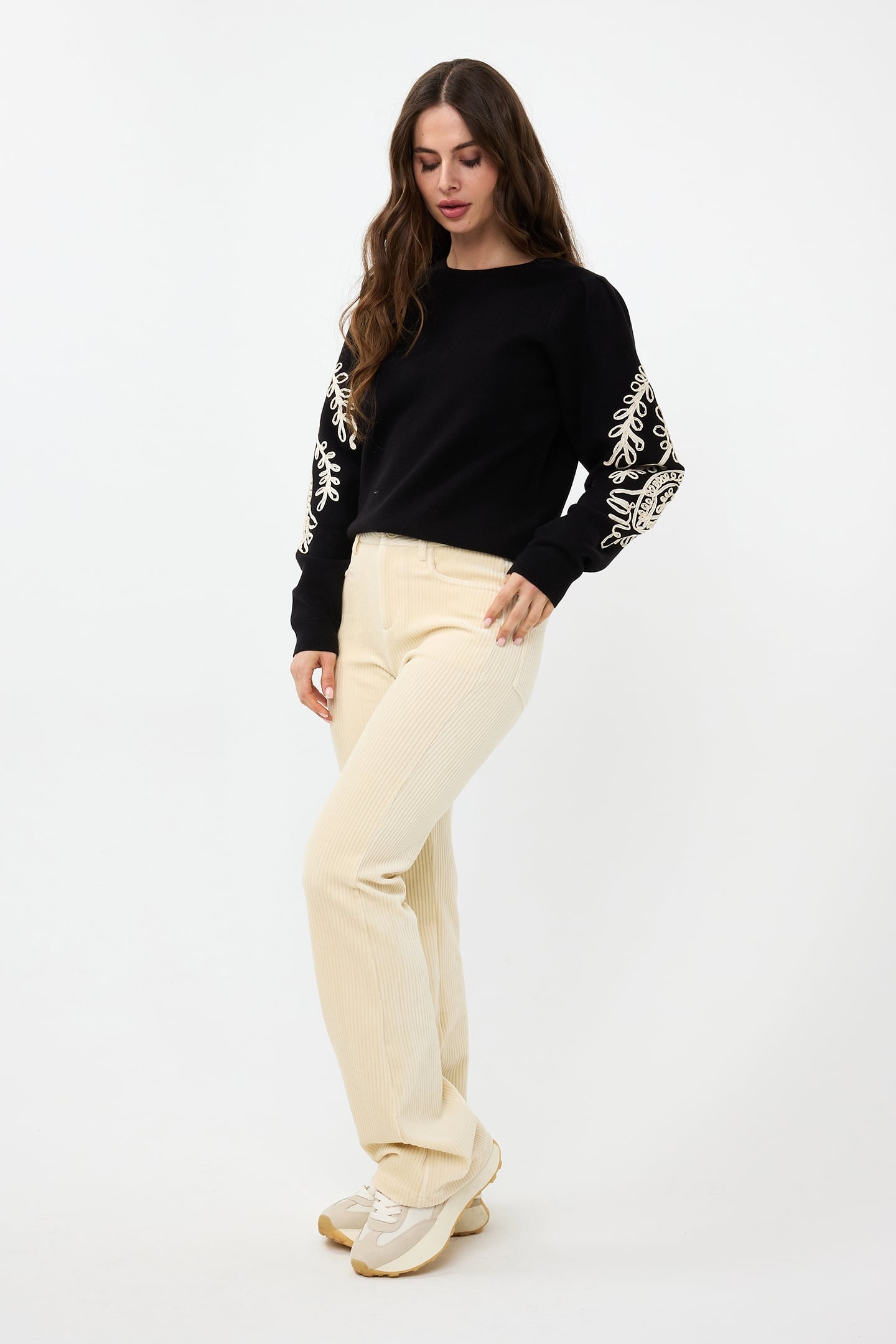 TROUSERS RIB FLAIR OFF WHITE 3