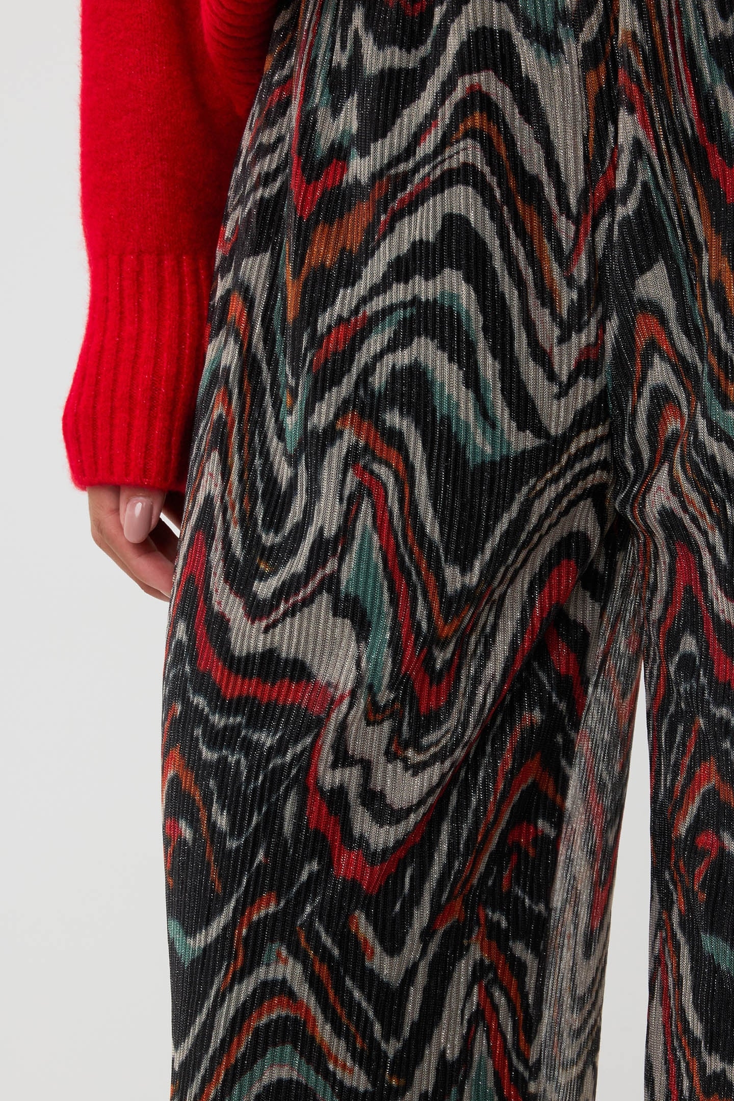 TROUSERS LUREX PLISSE WAVES PRINT 6