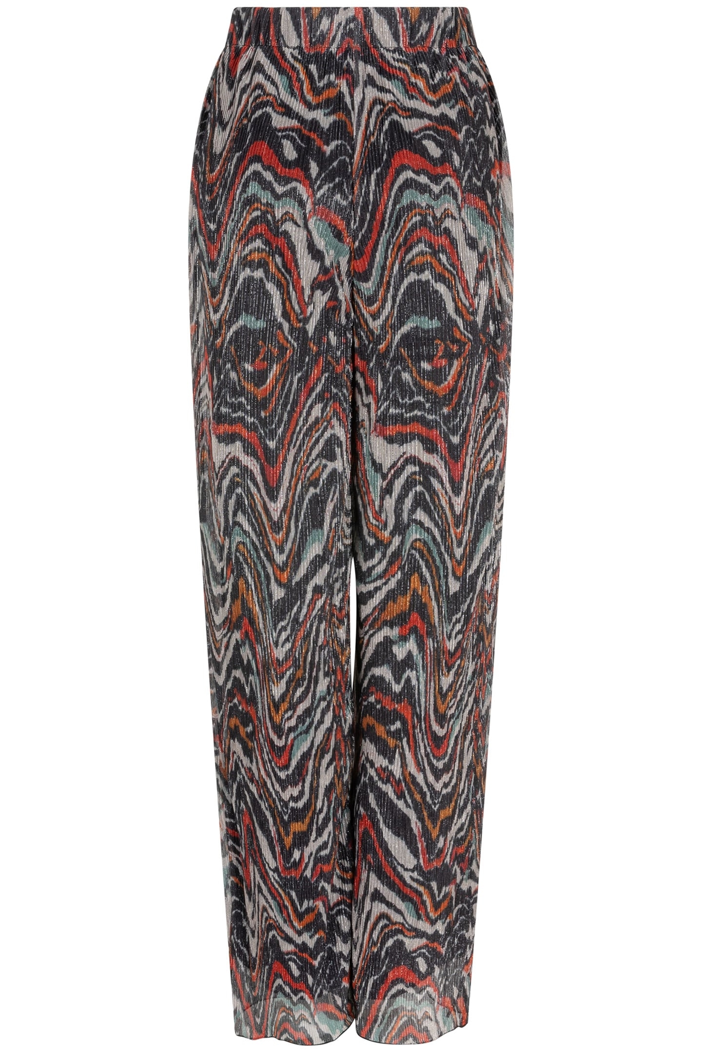 TROUSERS LUREX PLISSE WAVES PRINT 5