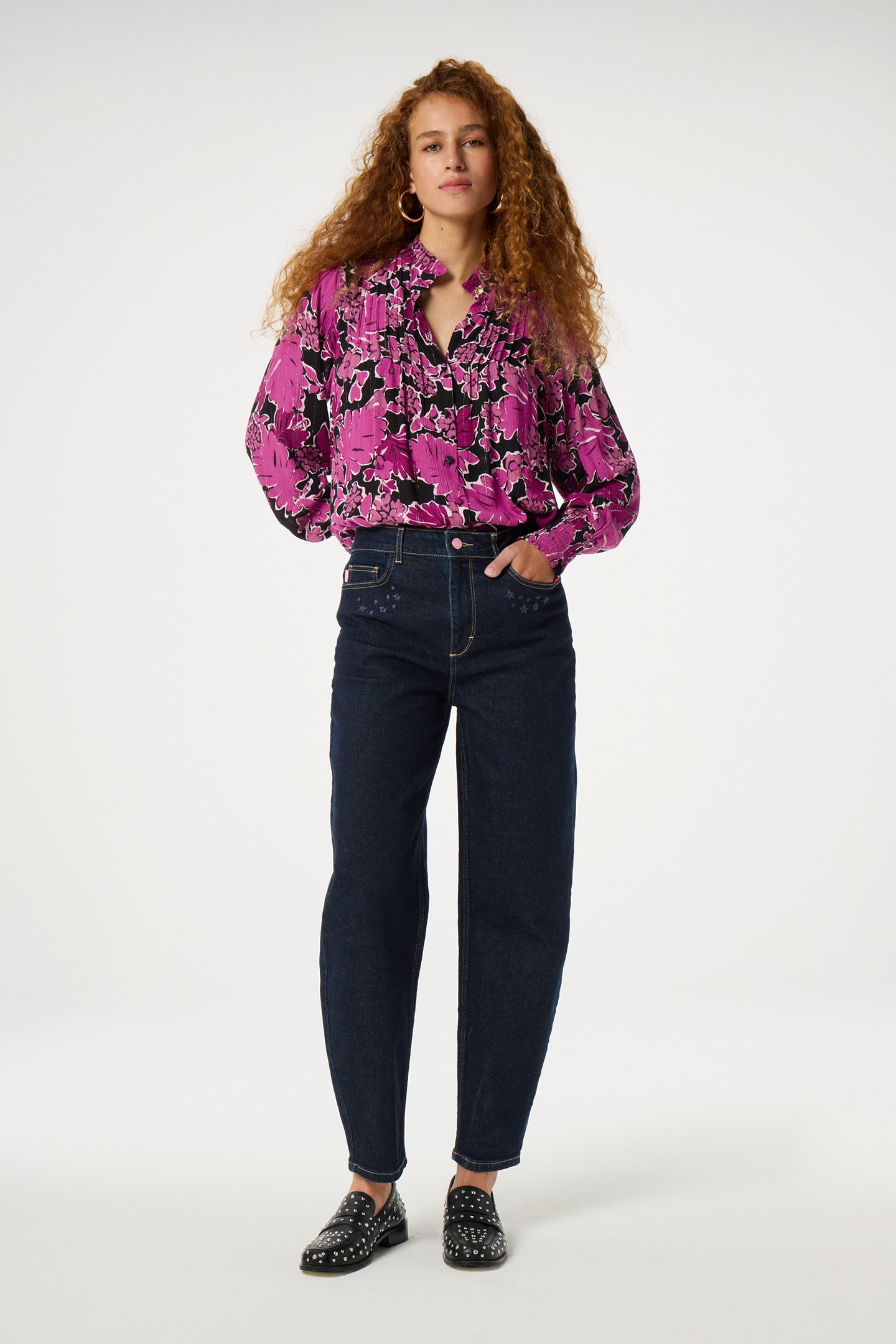 LUCKY BLOUSE BLACK/RASPBERRY 2