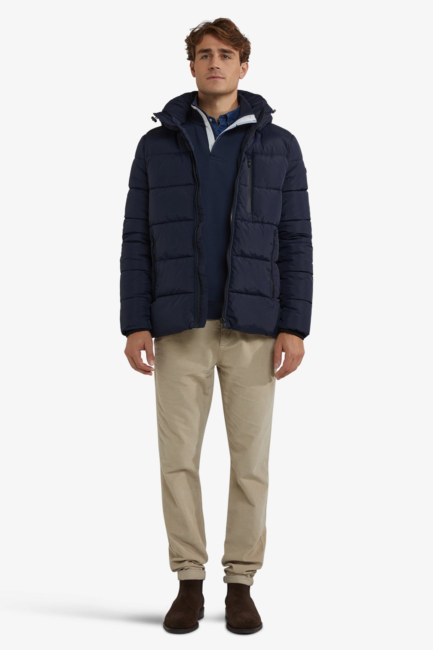 HOODED BOMBER JACKET NAVY 2