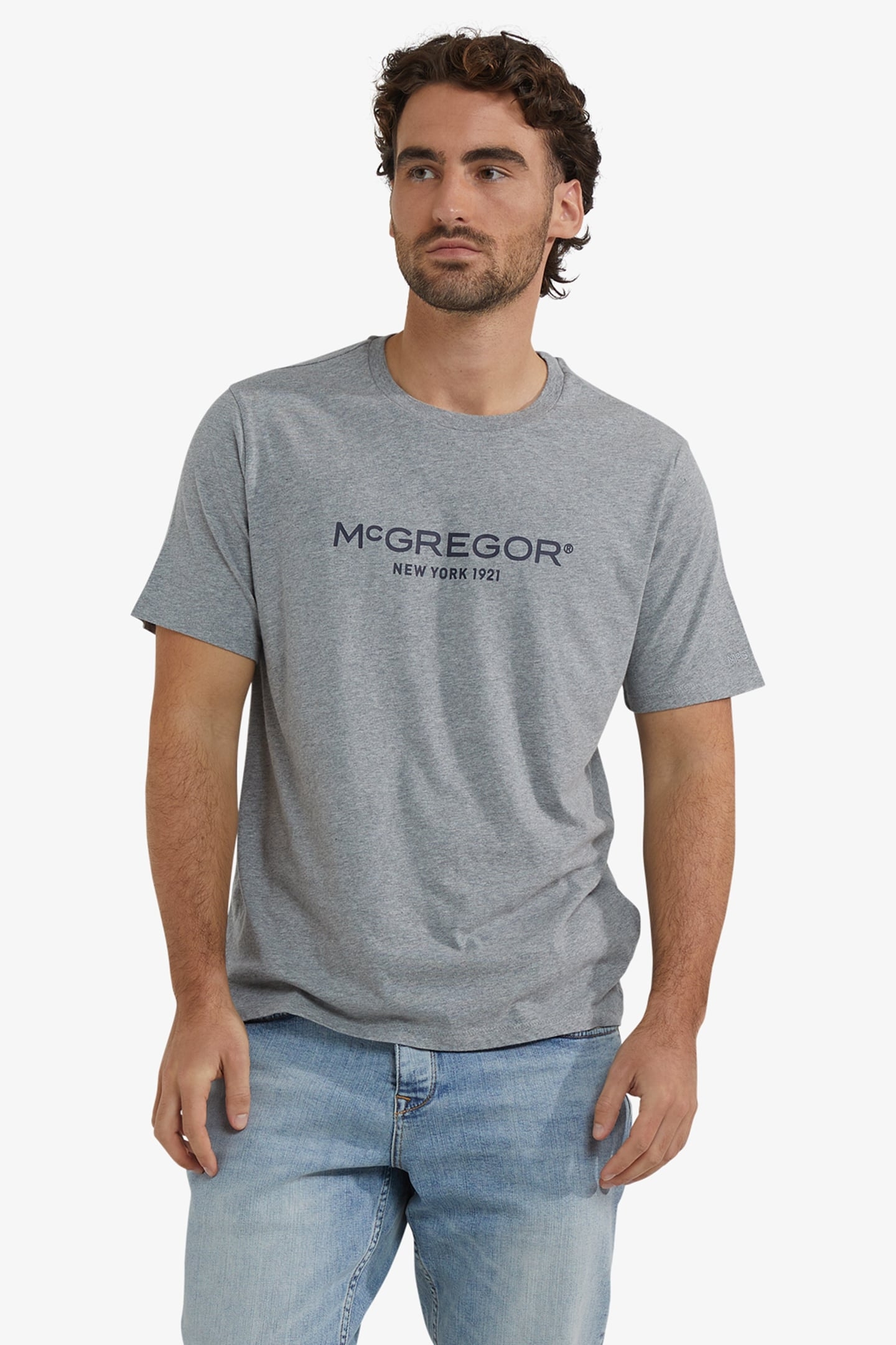 ESSENTIAL LOGO TEE MEDIUM GREY MELANGE 1