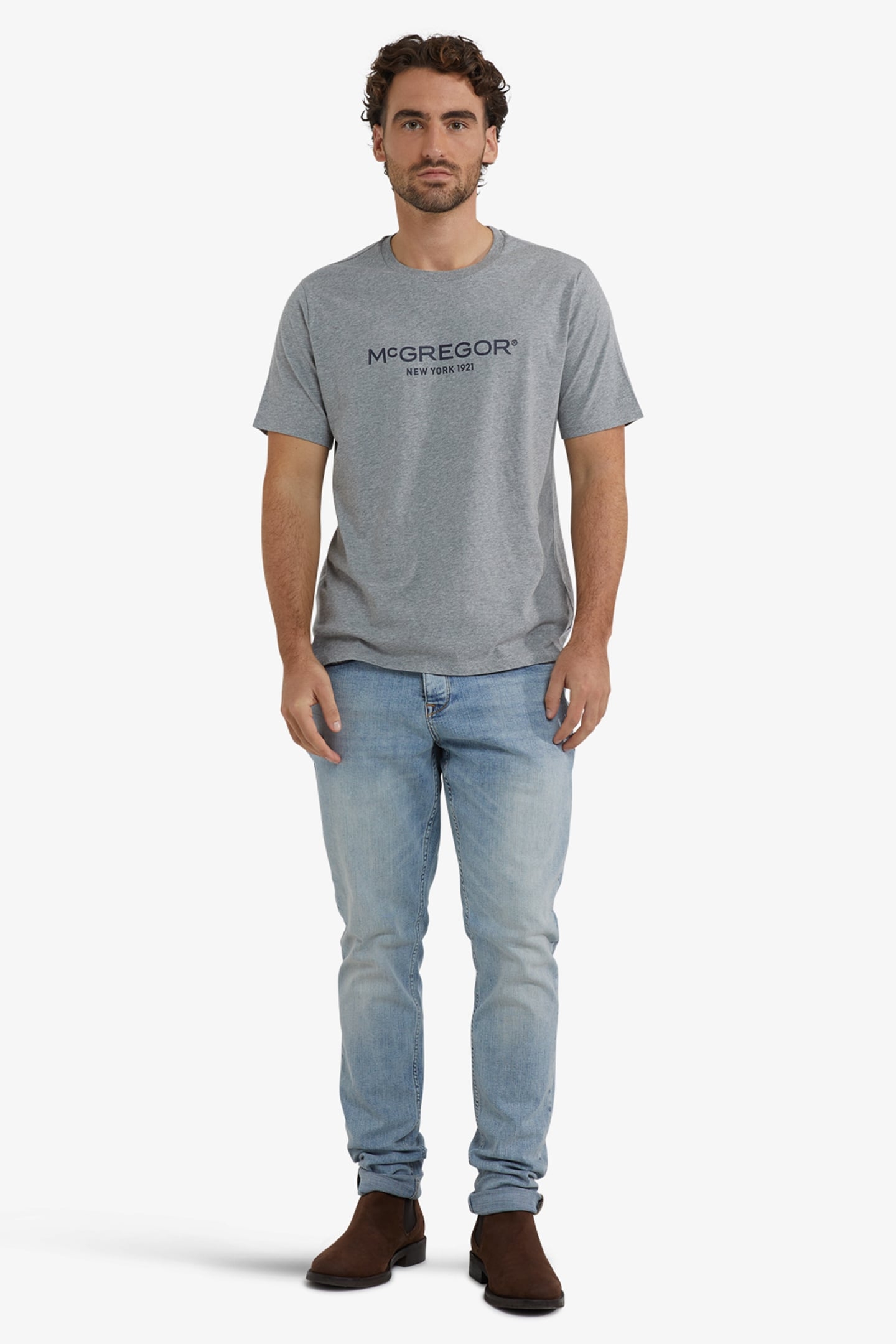 ESSENTIAL LOGO TEE MEDIUM GREY MELANGE 2