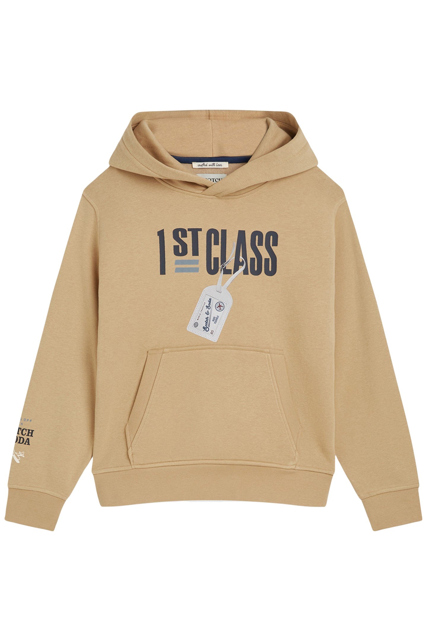 BOYS GRAPHIC FLEECE HOODIE BROWN/GOLD 1