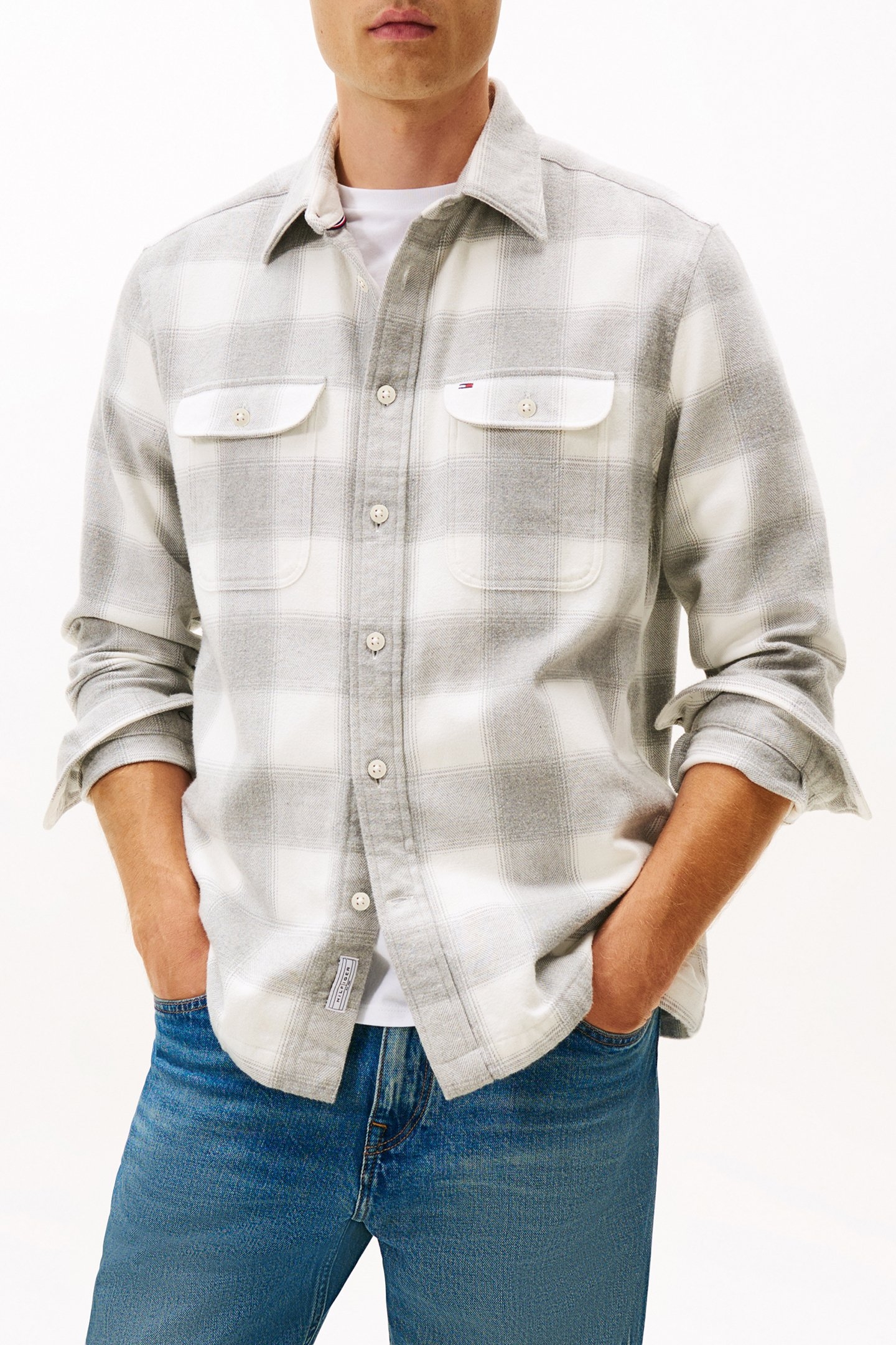 FLANNEL CHECK SHIRT LIGHT GREY HTR / CHECK 1
