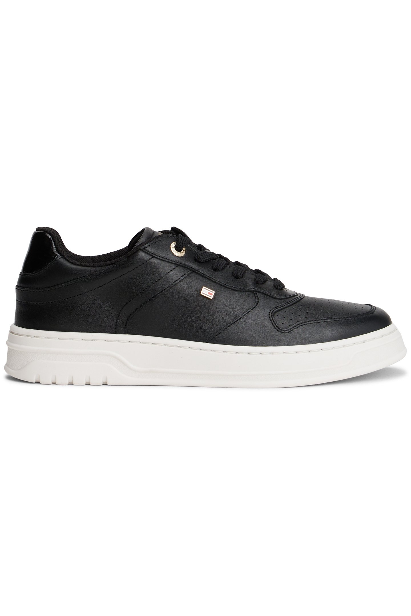 SPORTY CUPSOLE LEATHER TRAINERS BLACK 1